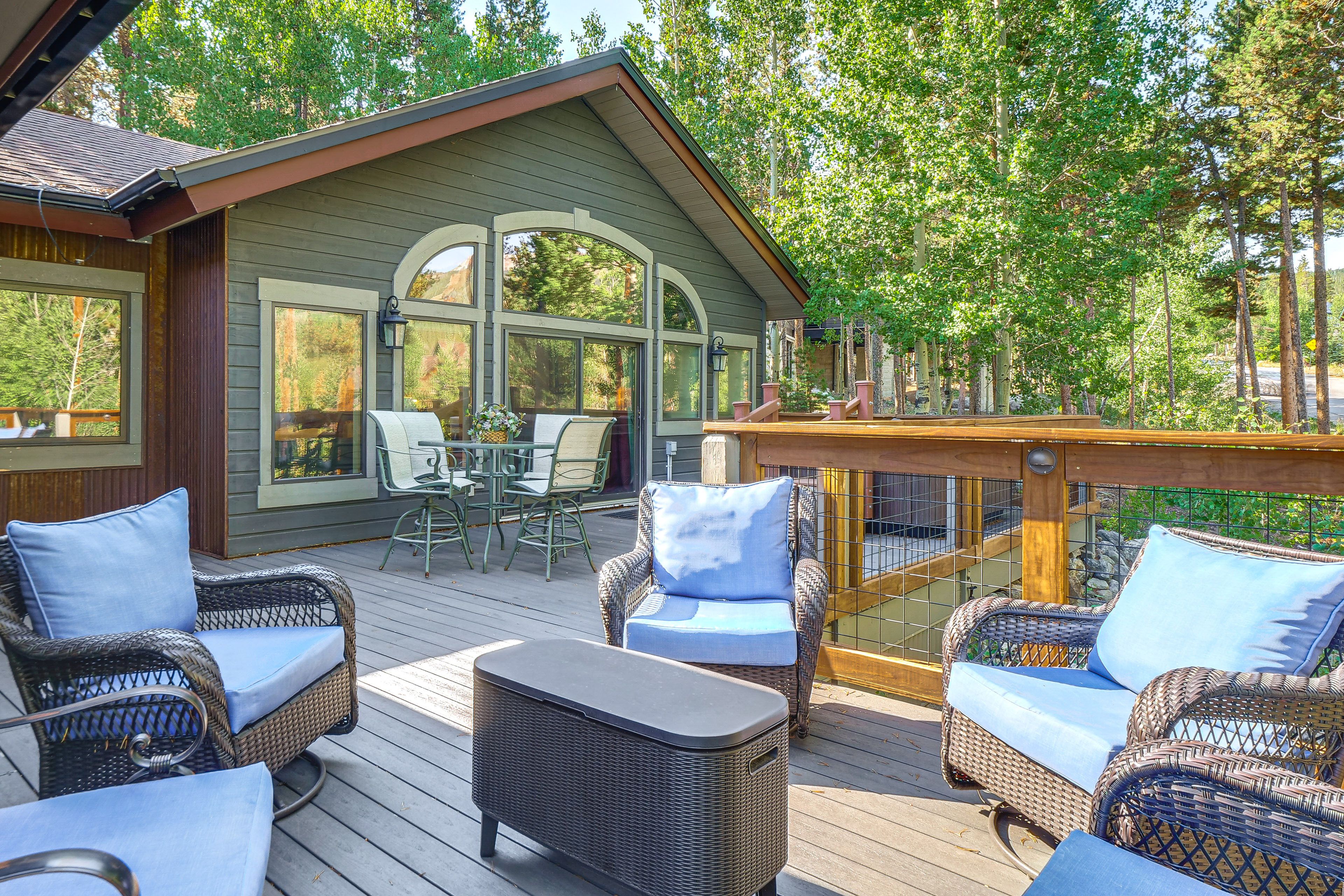 Deck | Hot Tub | Dining Area | Lounge Seating | Mountain Views