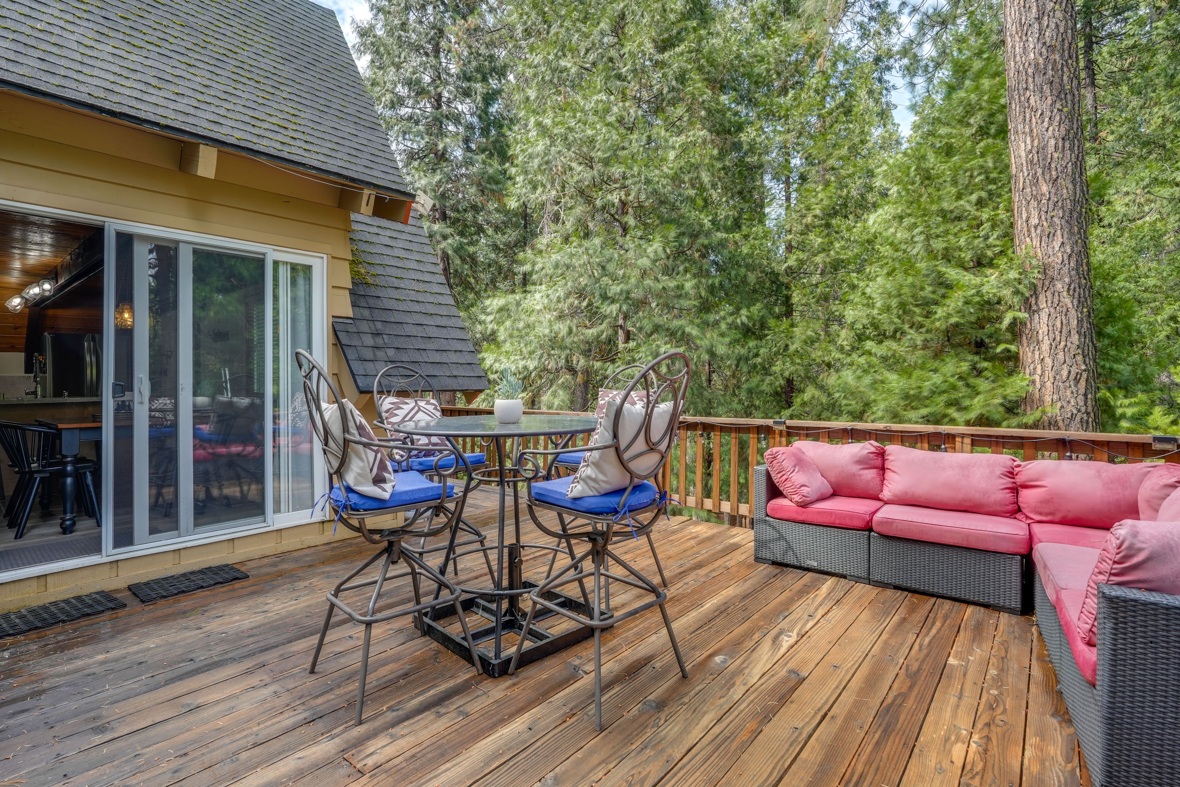 Cabin Exterior | Furnished Deck | Dining Area | Gas Grill