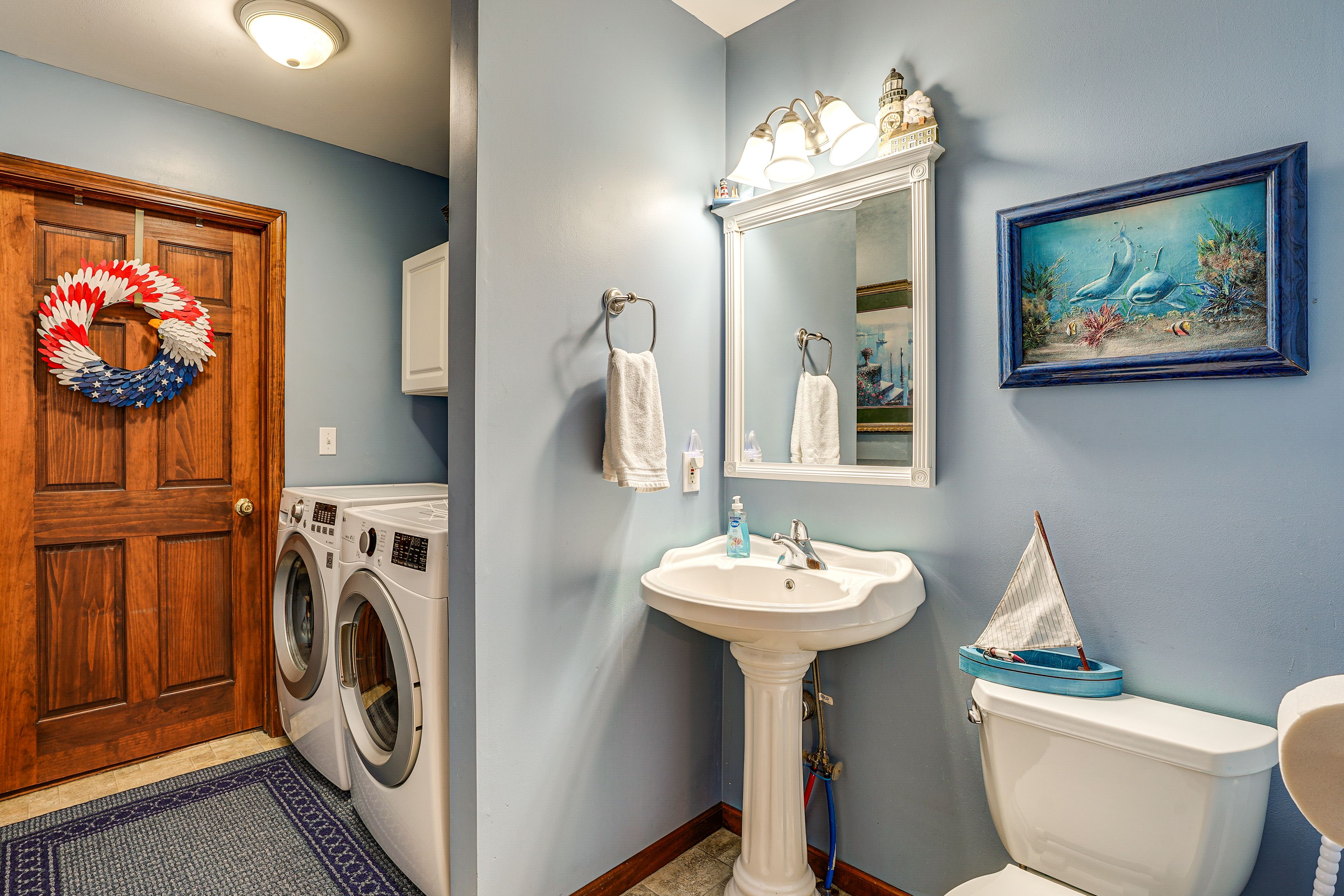 Half Bathroom | Washer & Dryer | Iron & Board | Laundry Detergent | 1st Floor