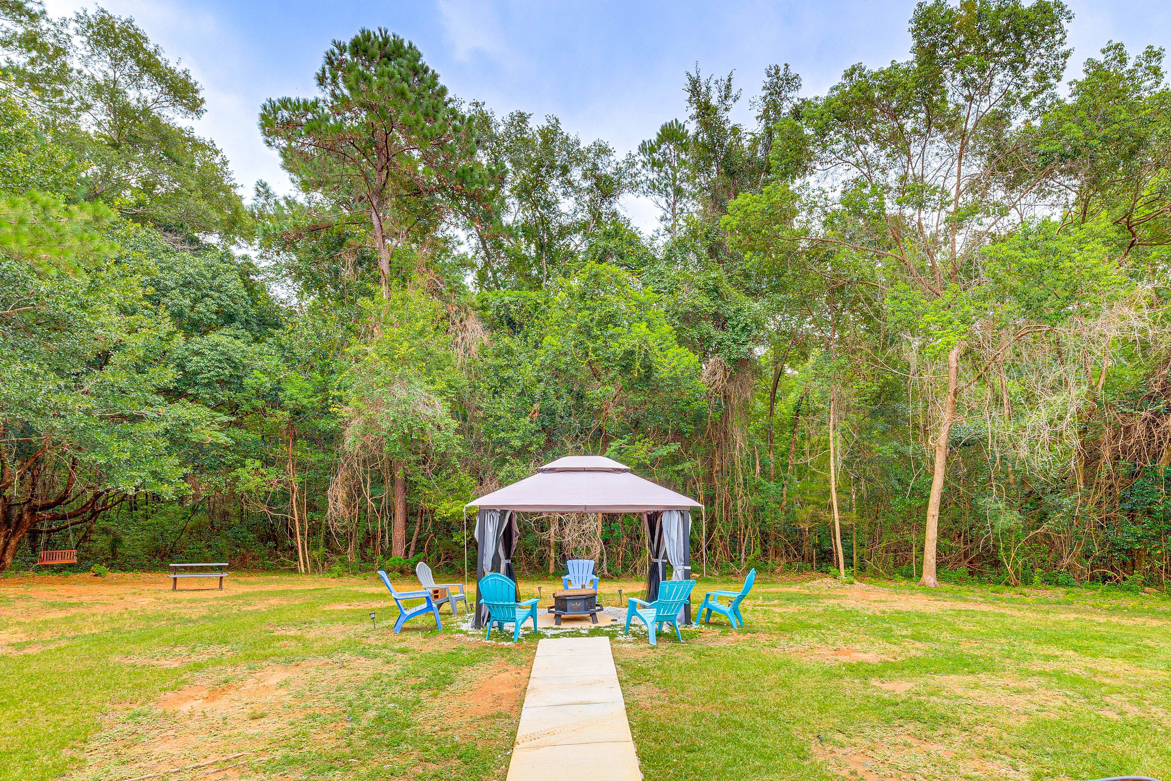 Backyard | Gazebo w/ Fire Pit | 2 Mi to May Day Park Beach & Fishing Pier