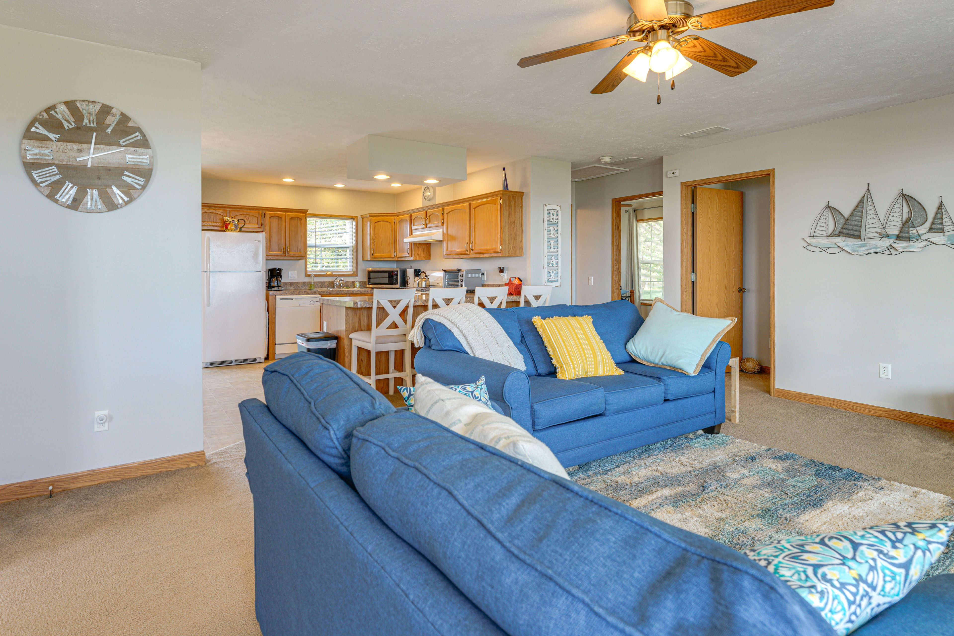 Living Room | Commercial Window A/C Unit | Gas Fireplace