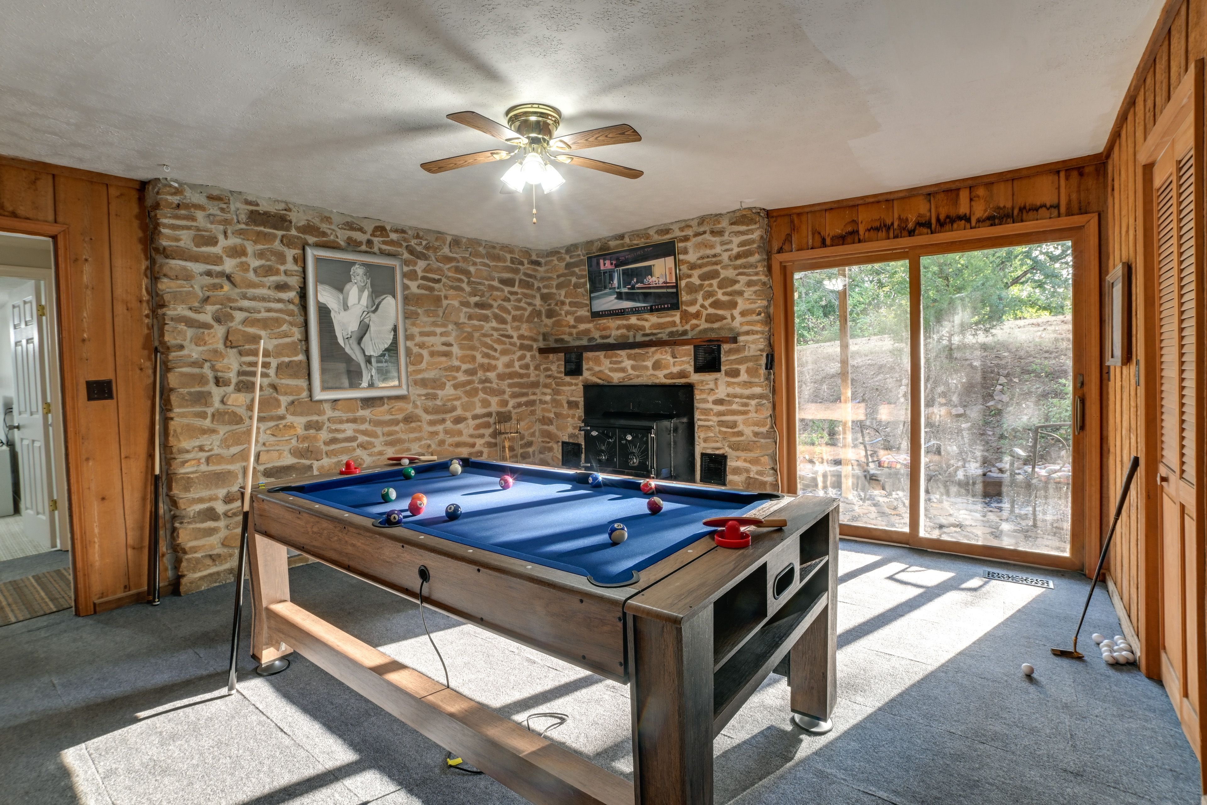 Game Room | 1st Floor | Wood-Burning Fireplace | Pool Table
