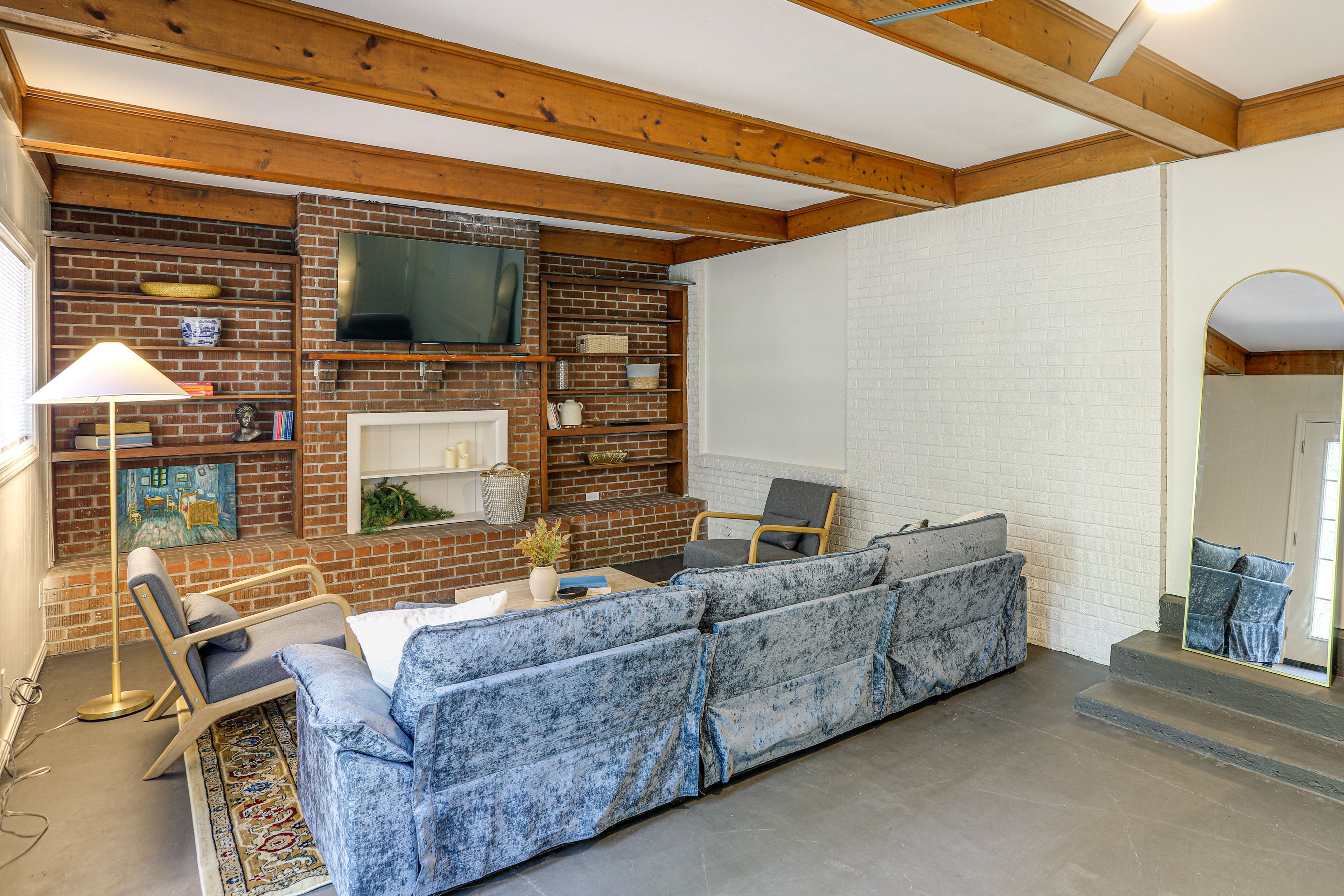 Living Area in Primary Bedroom | Exposed Beams