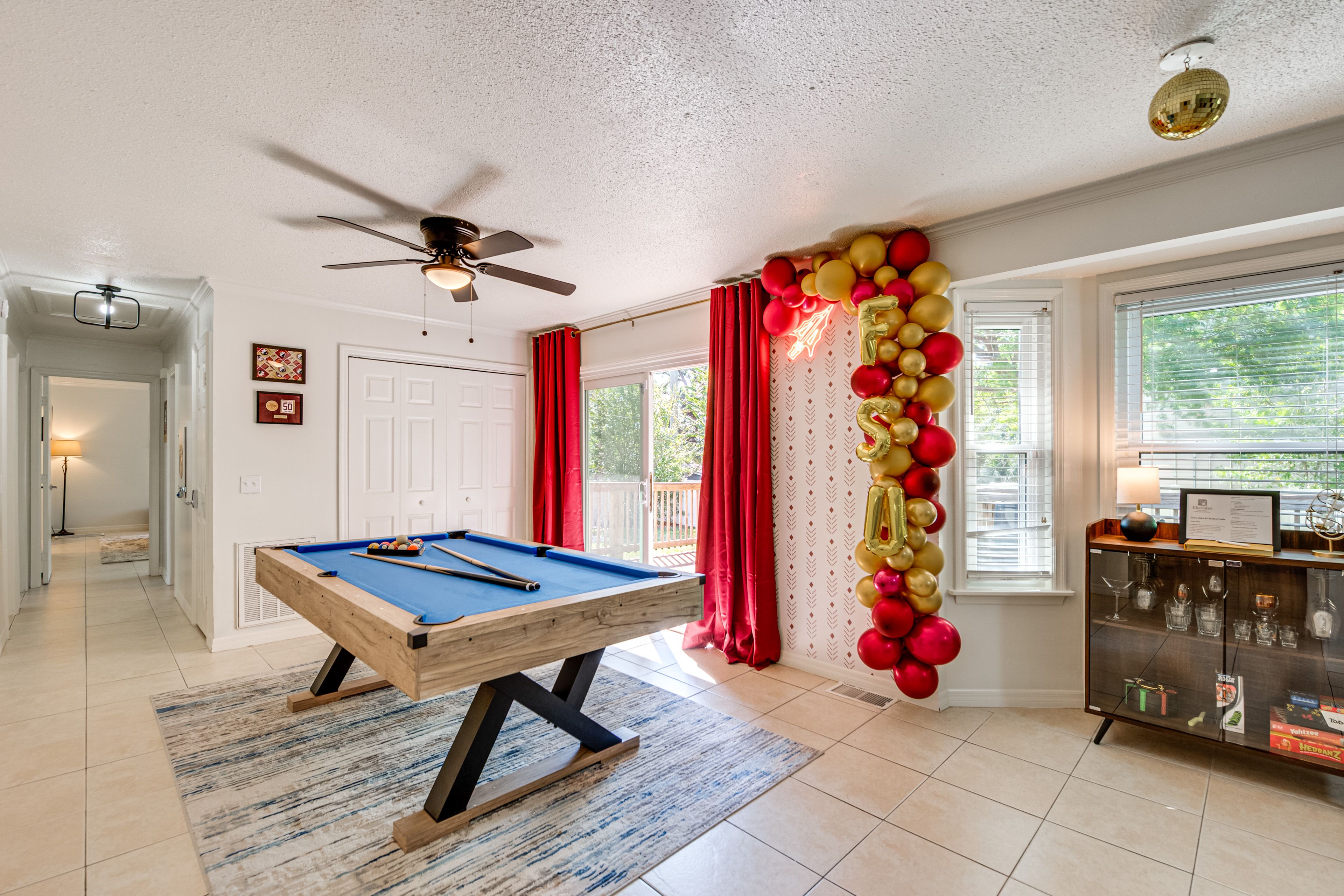 Game Area | Pool Table | FSU Photo Wall w/ Balloon Arch Frame (Setup Required)