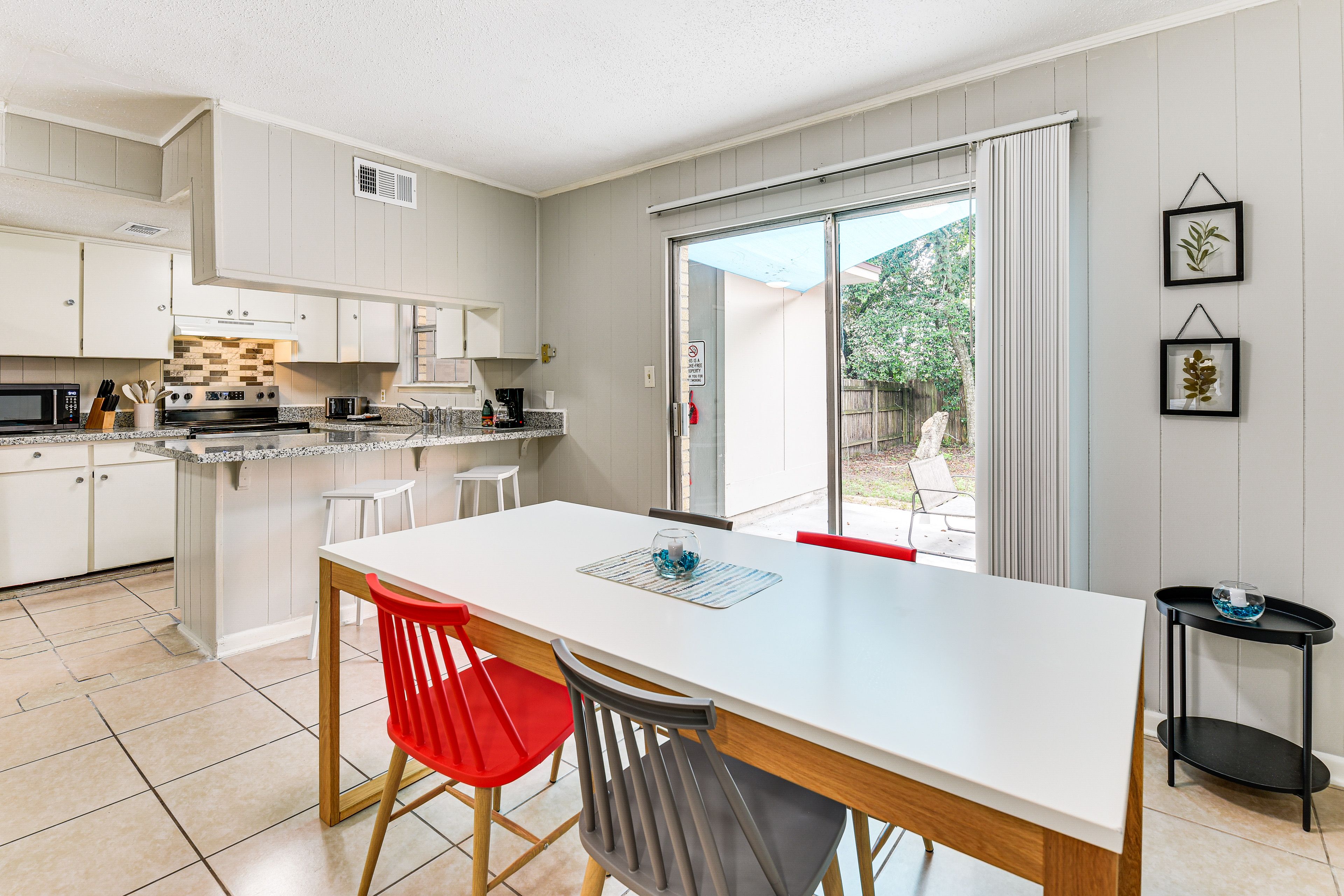Dining & Kitchen Area | 2-Story Townhome | Private Patio