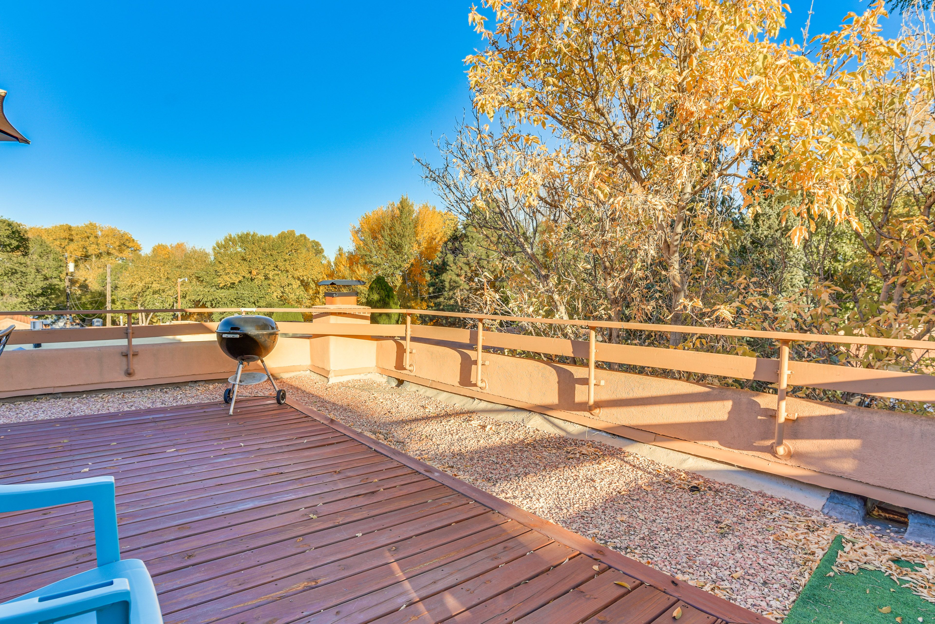 Private Deck | Outdoor Dining Area | Charcoal Grill