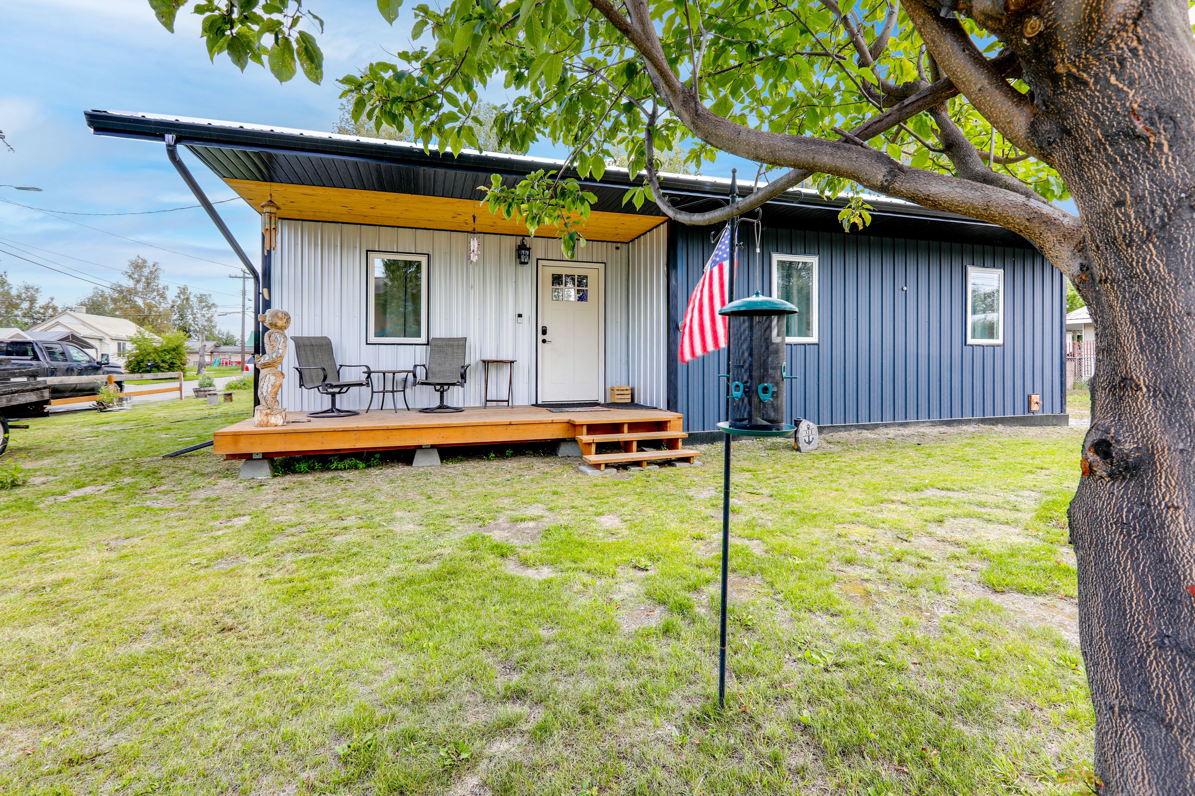 Property Exterior | Wood-Burning Fire Pit | Deck & Porch w/ Seating