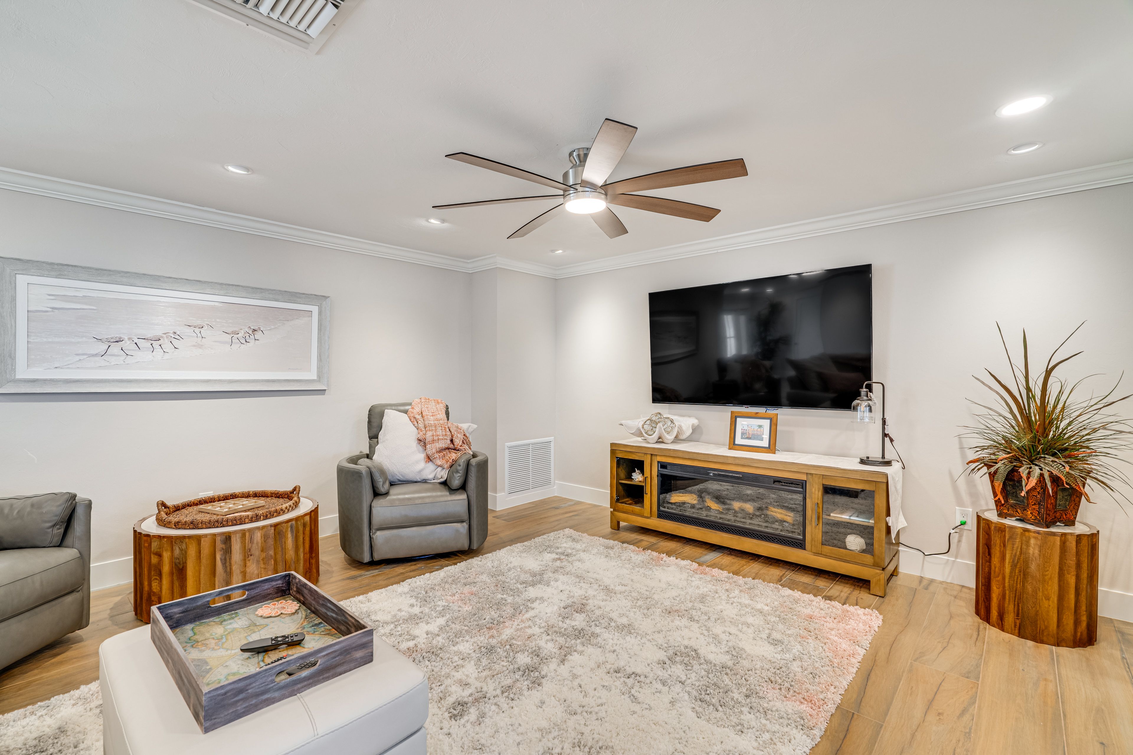 Living Room | Queen Sleeper Sofa | Electric Fireplace | Water Views