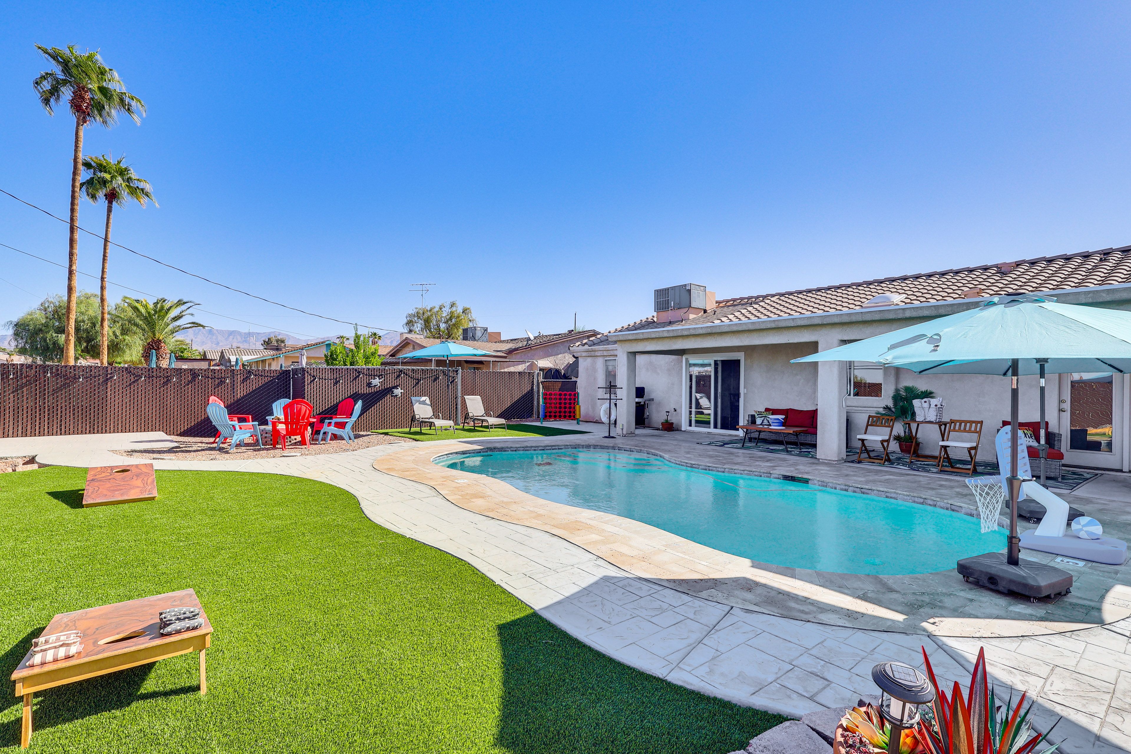 Private Backyard | Pool (Unheated) | Fire Pit | Yard Games
