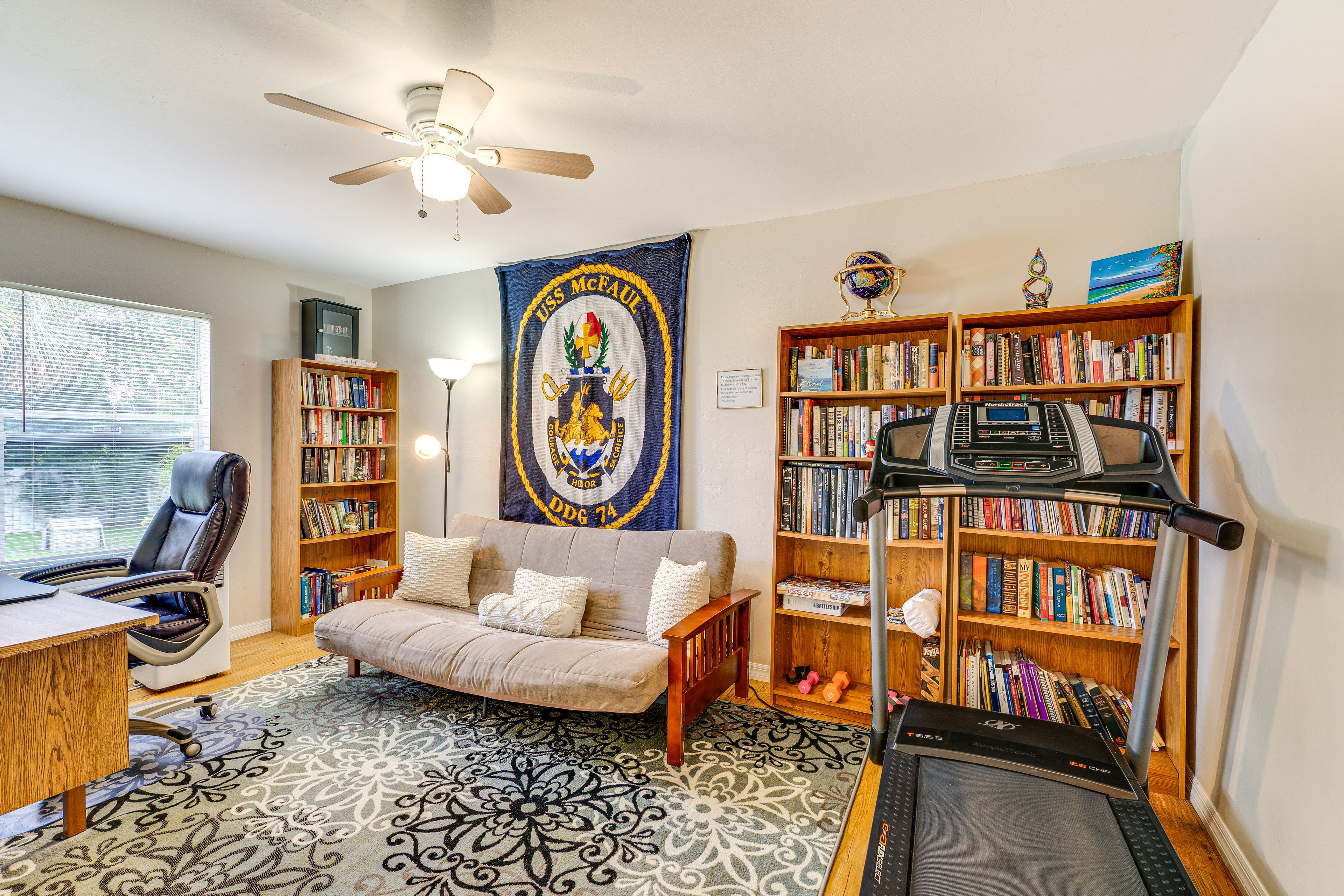 Bedroom 3 | Twin Futon | Laptop Workspace | NordicTrack Treadmill