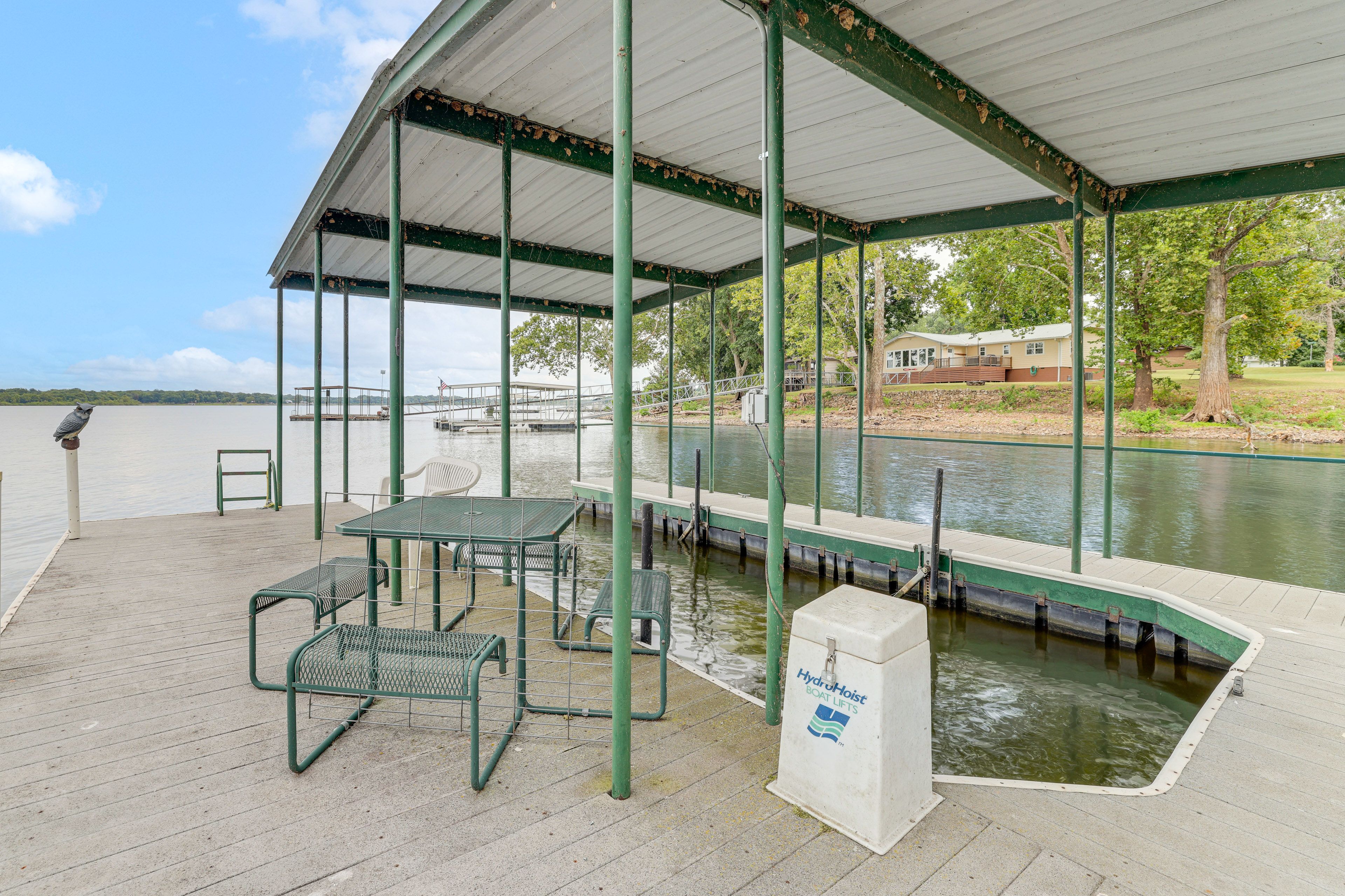 House Exterior | Private Boat Dock w/ Seating | Lake Access