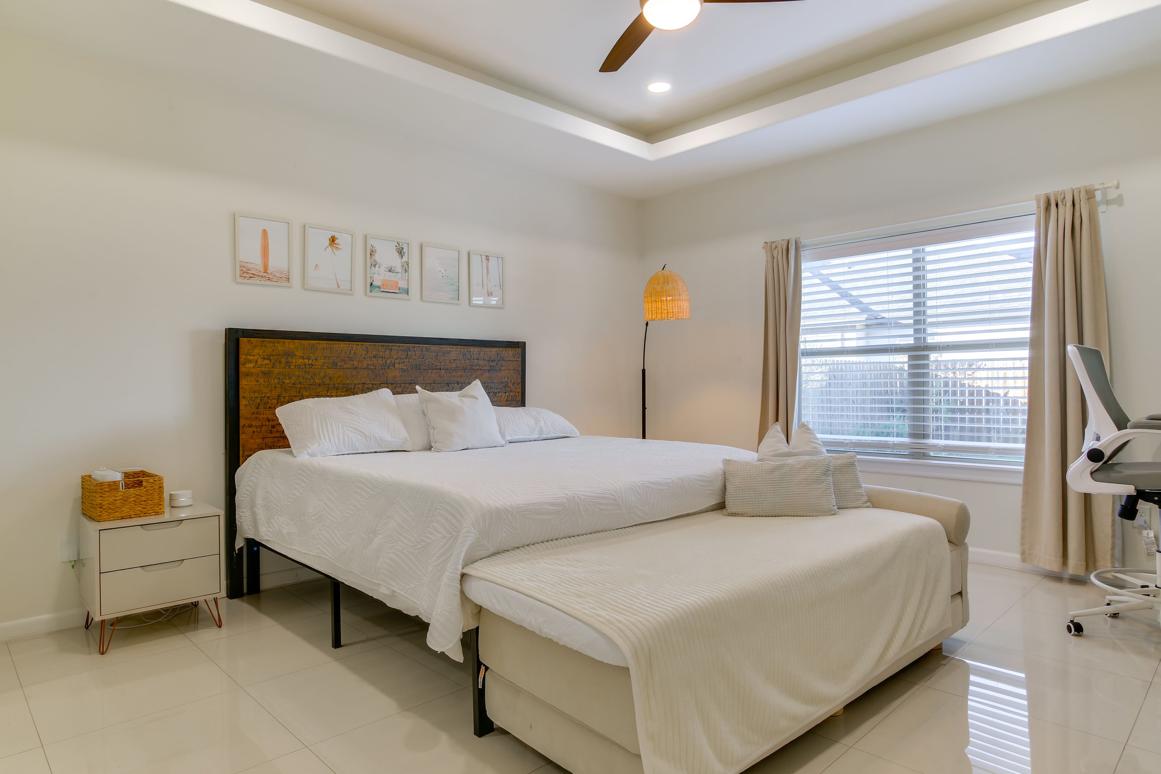 Bedroom 1 | California King Bed | Twin Cot | Desk | Smart TV