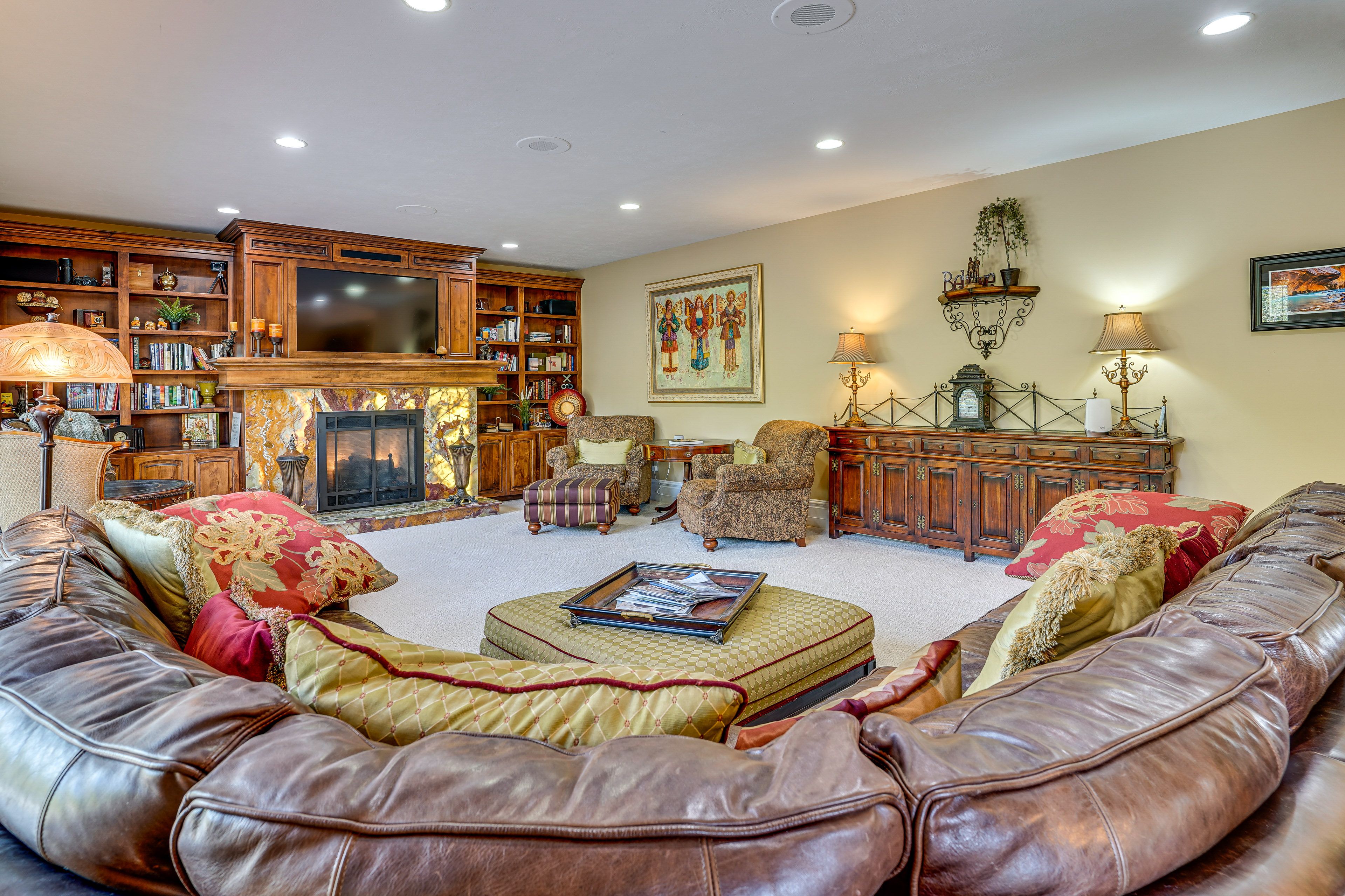 Family Room | Apple TV | Fireplace | Book Selection | Main Level