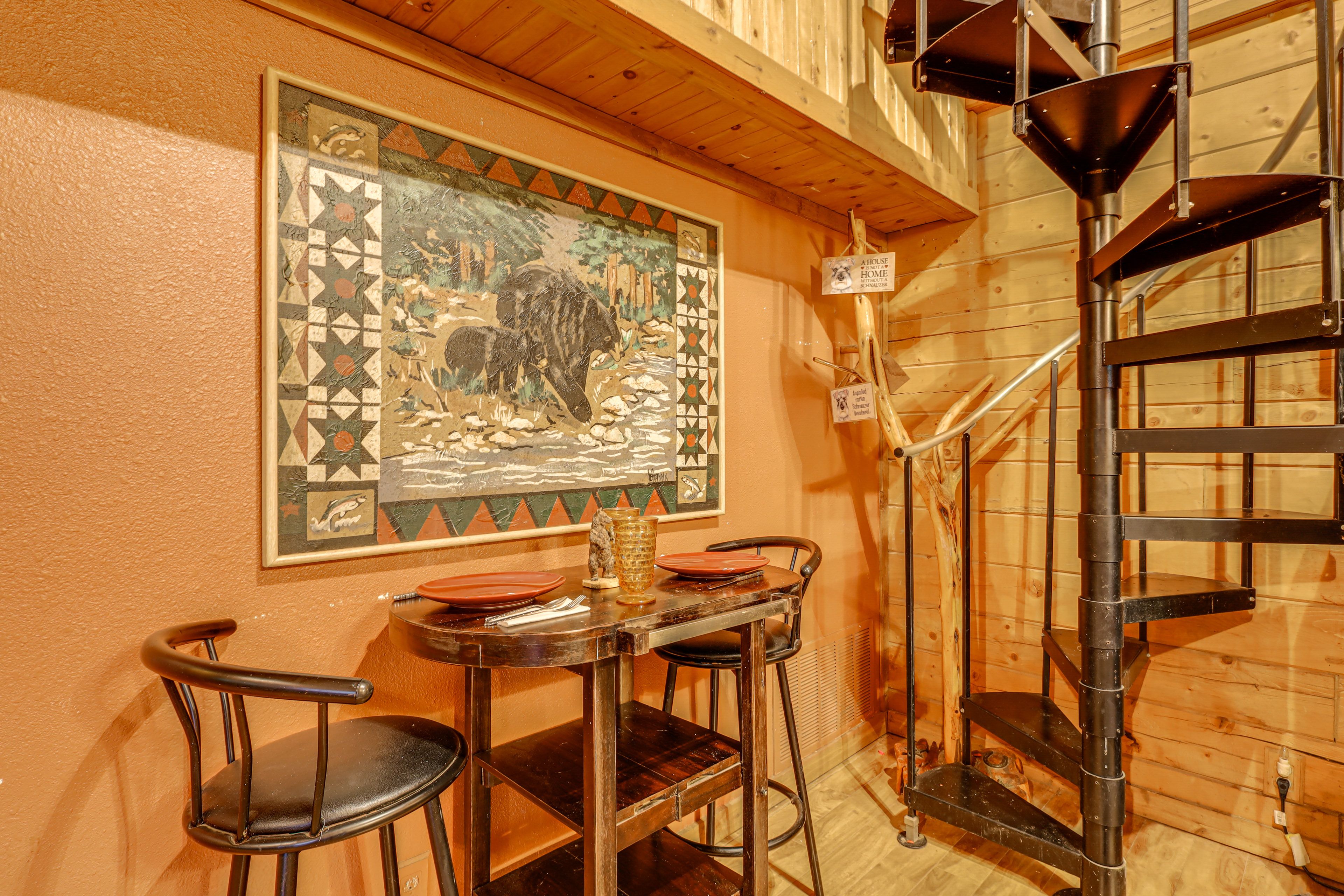Dining Area | Spiral Staircase to Loft