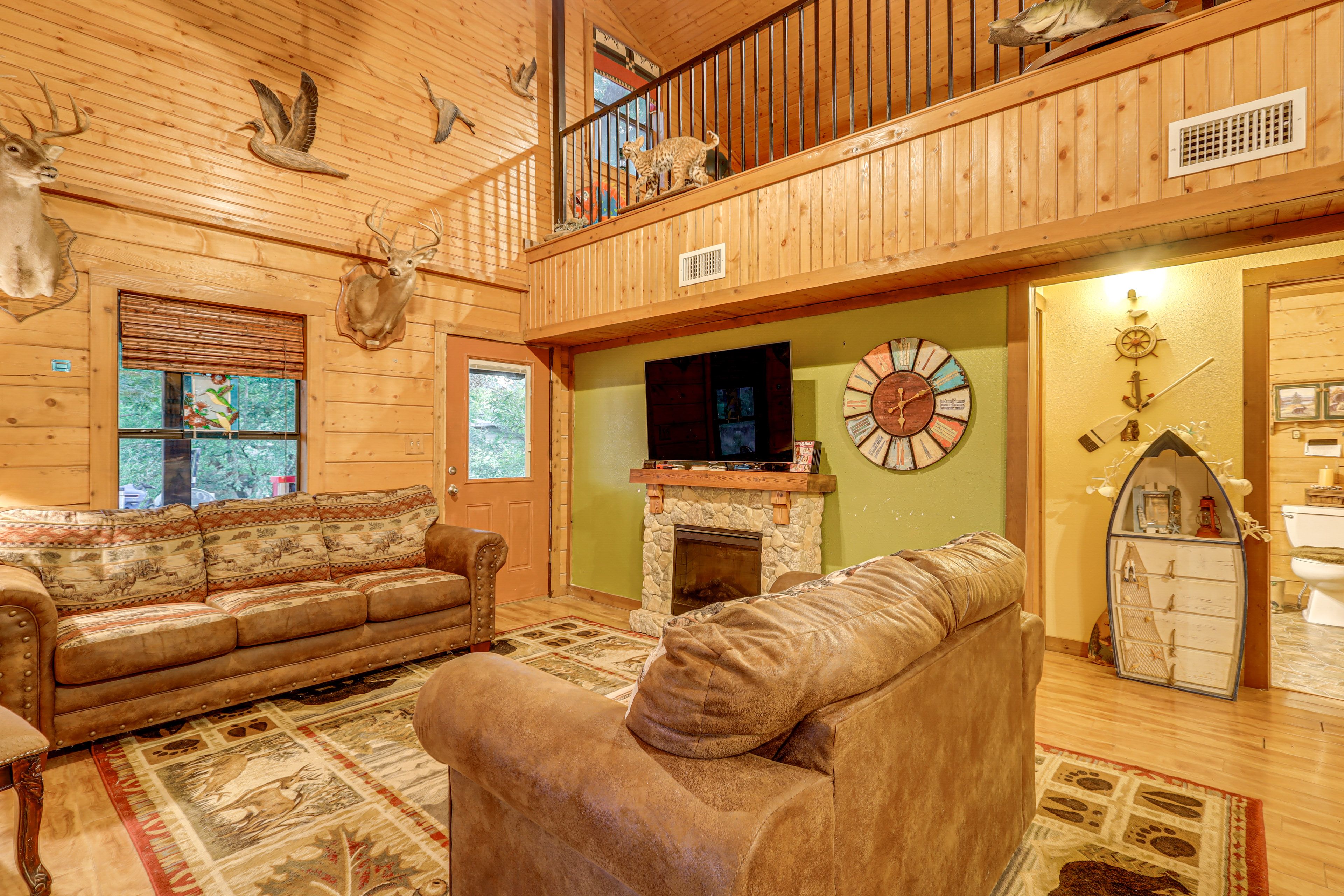 Living Room | 1st Floor | Flat-Screen TV | Fireplace | Central A/C & Heat