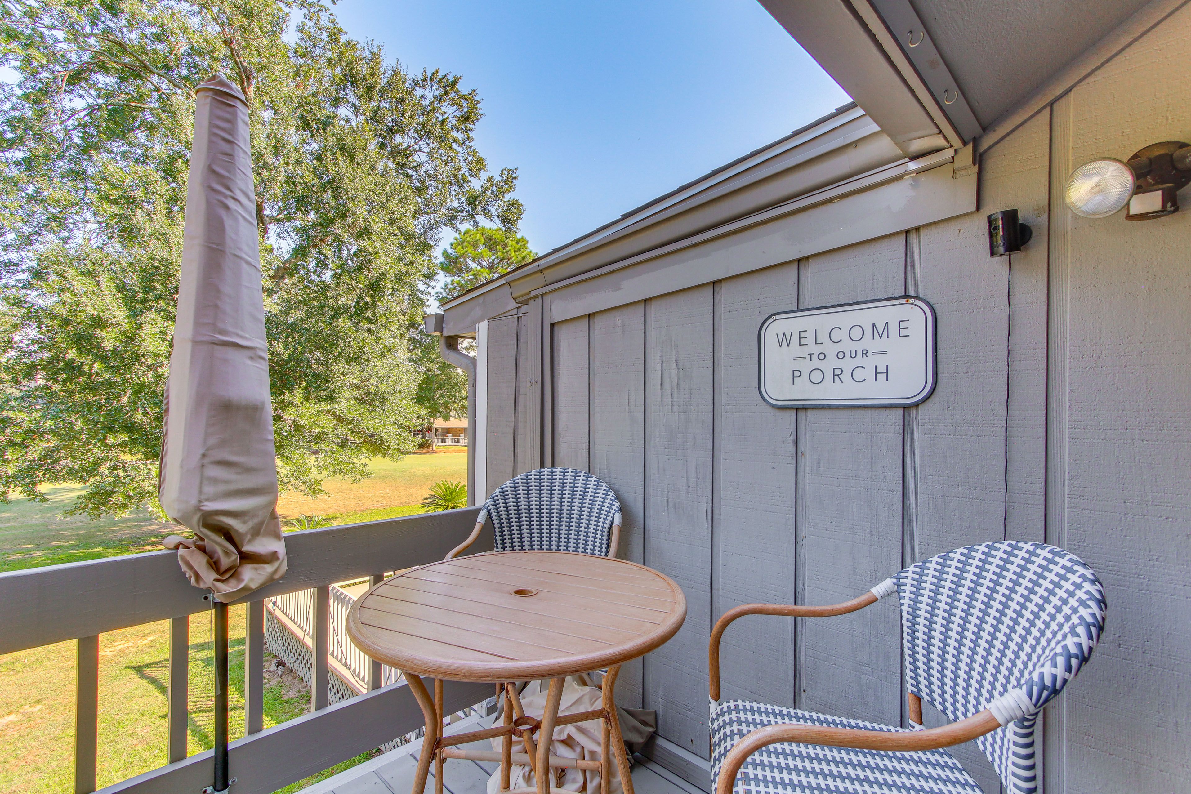 Townhome Exterior | Furnished Porch | 2 Dining Areas | Gas Grill