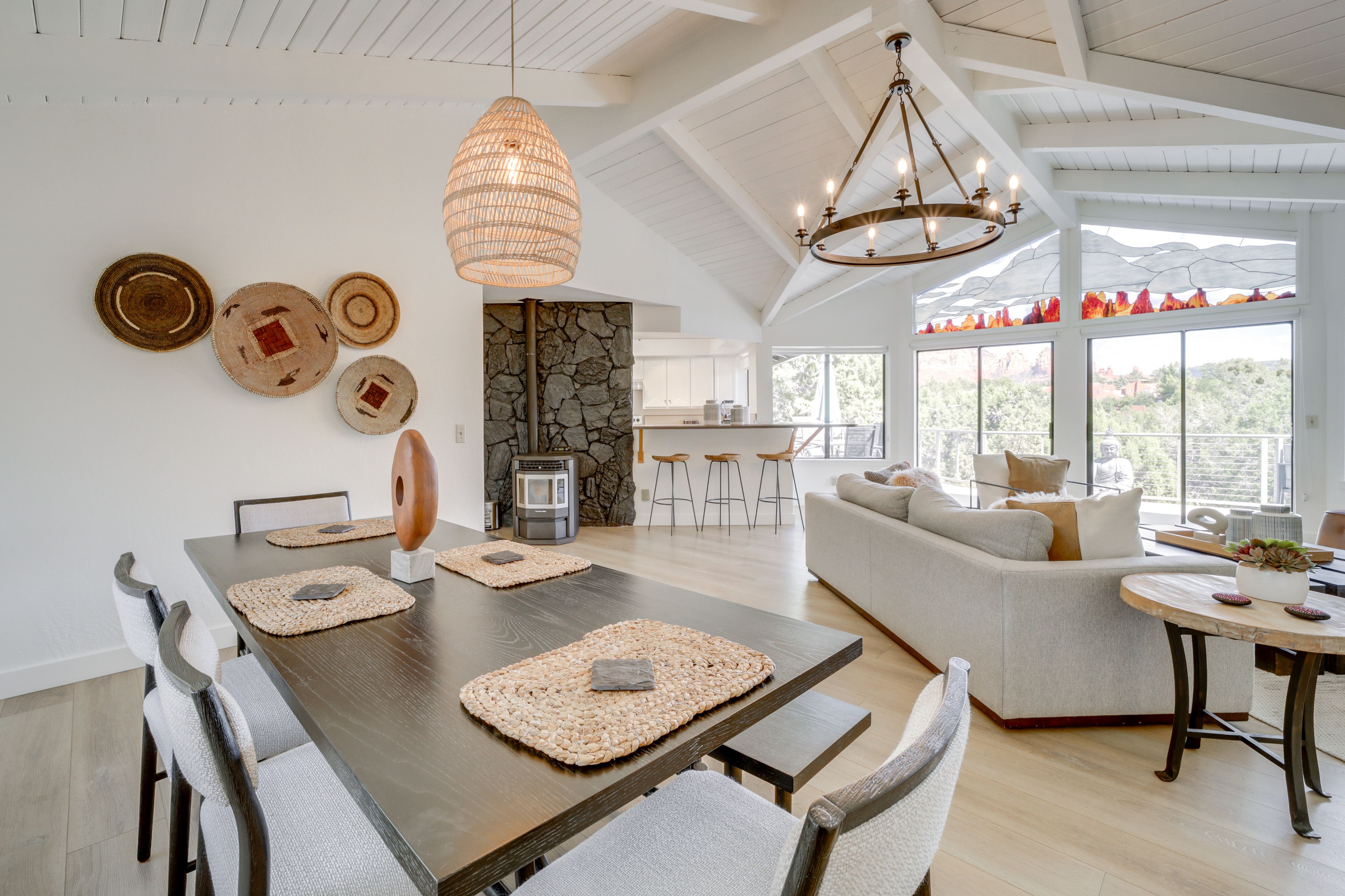 Dining Room | Central A/C & Heating | Single-Story Home on 2nd Floor