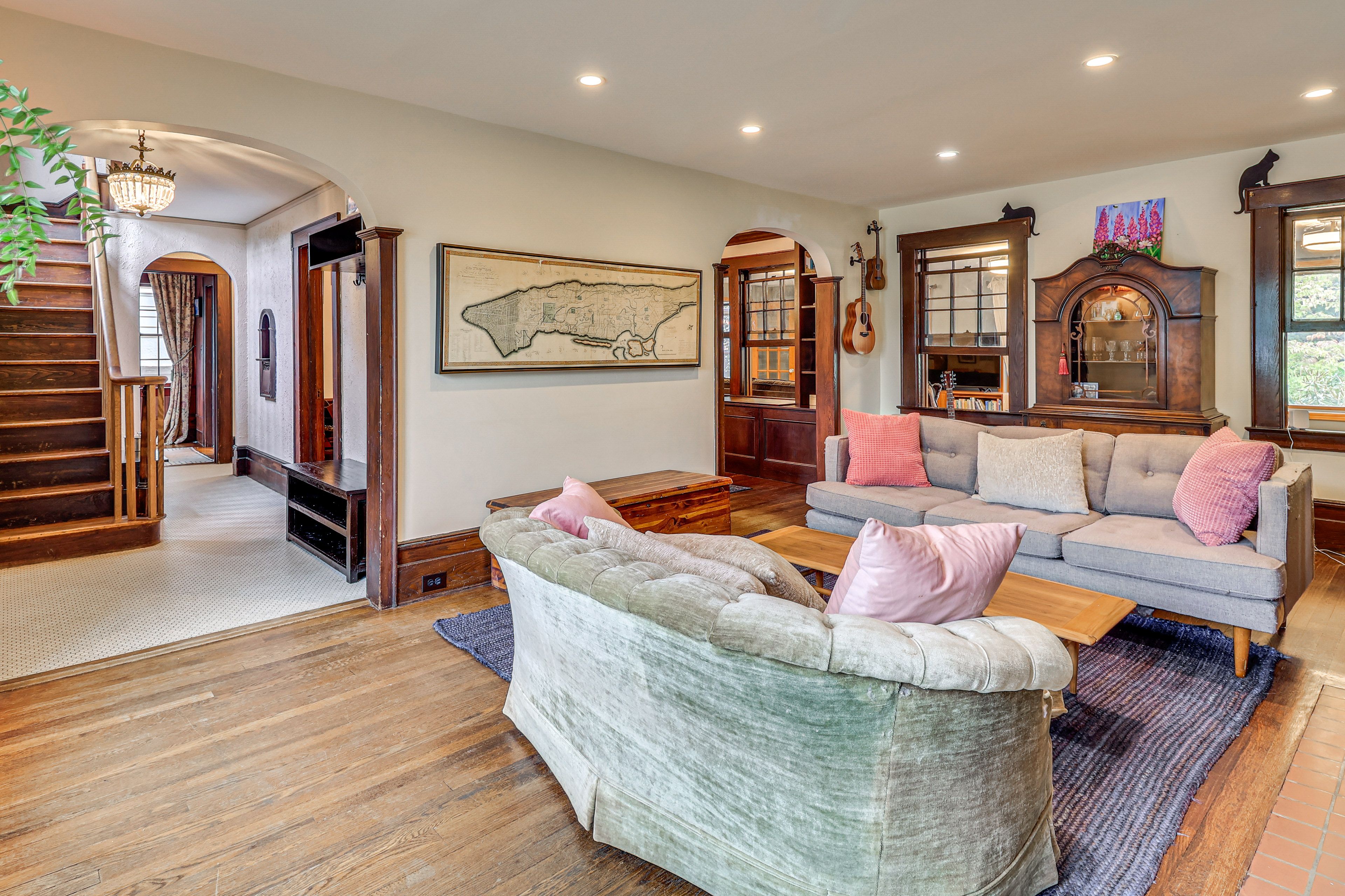 Living Room | 1st Floor | Free WiFi | Central Heat & A/C | Fireplace