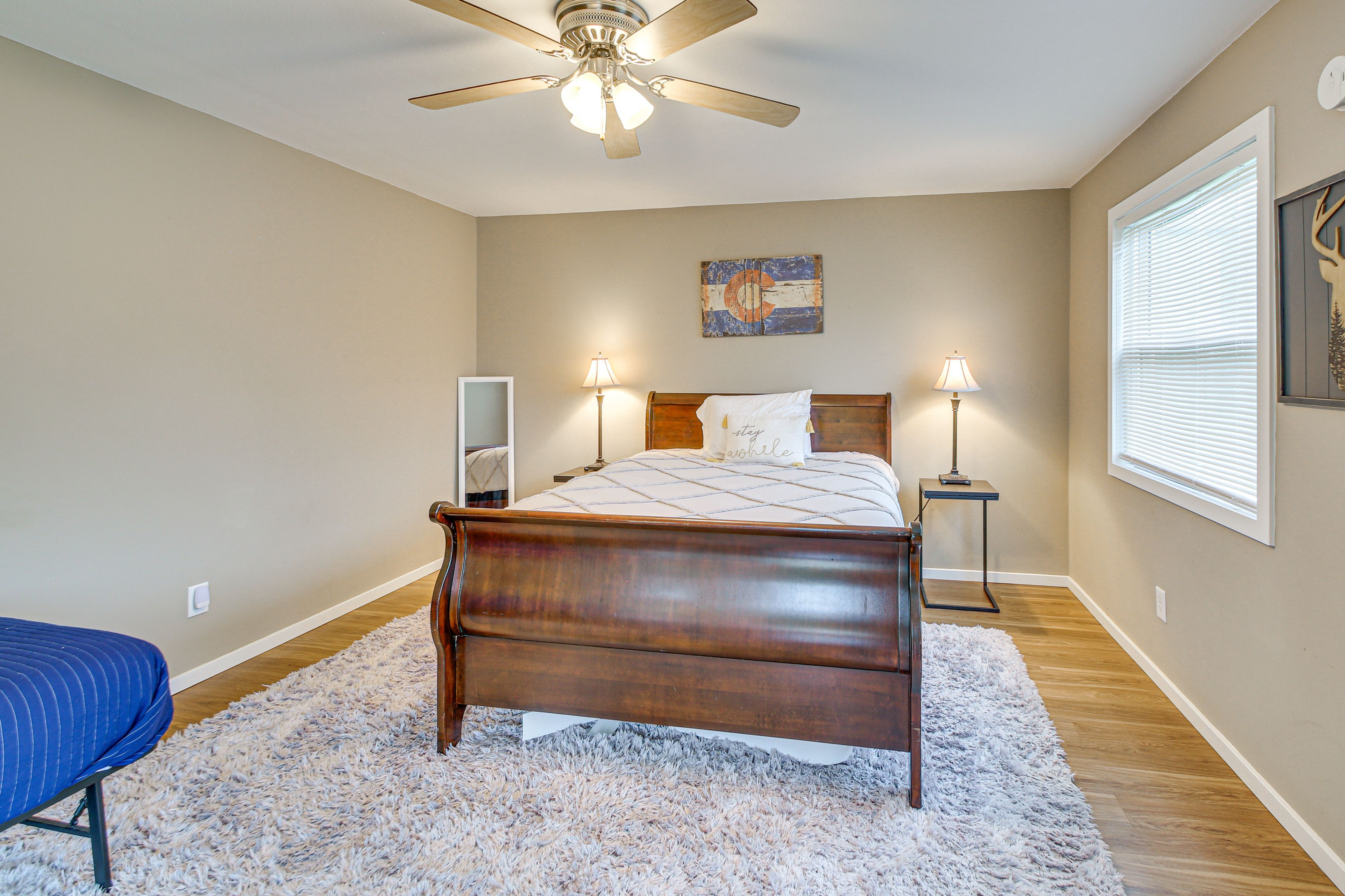 Bedroom 5 (Guest House) | Queen Bed | Desk | Porch Access | 1st Floor
