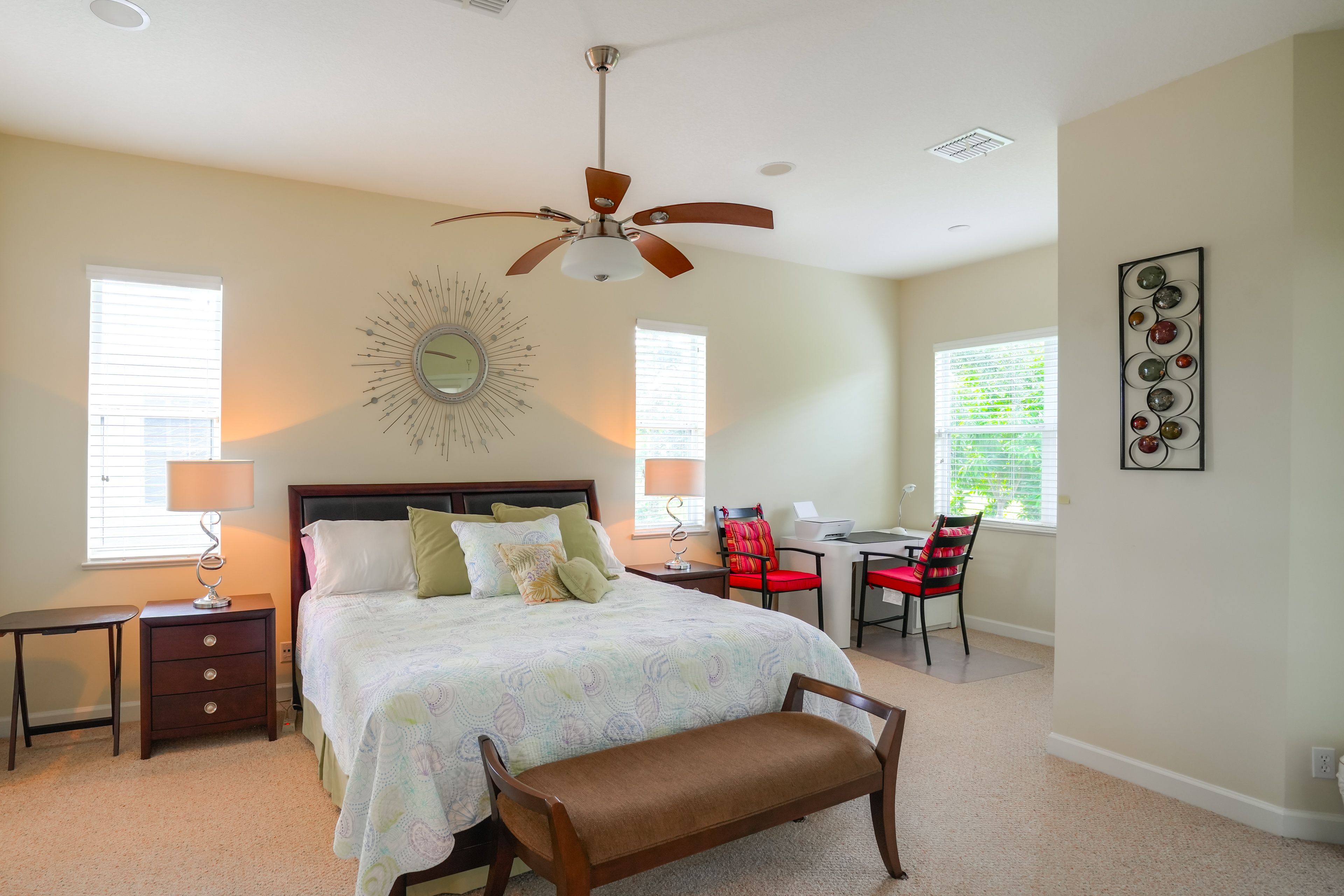 Bedroom 1 | King Bed | Linens Provided | Desk w/ Printer | En-Suite Bathroom