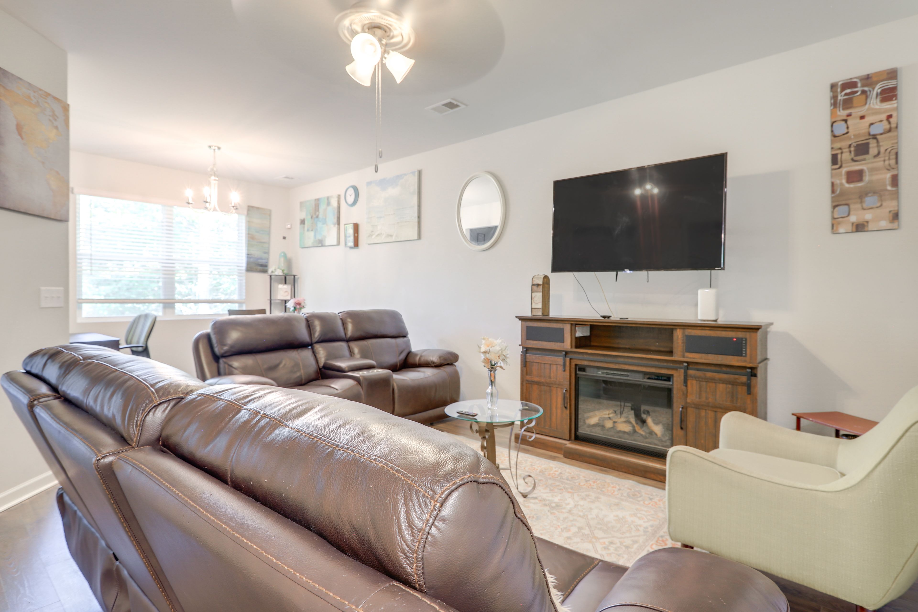 Living Room | 1st Floor | Smart TV | Electric Fireplace | Central Heating & A/C