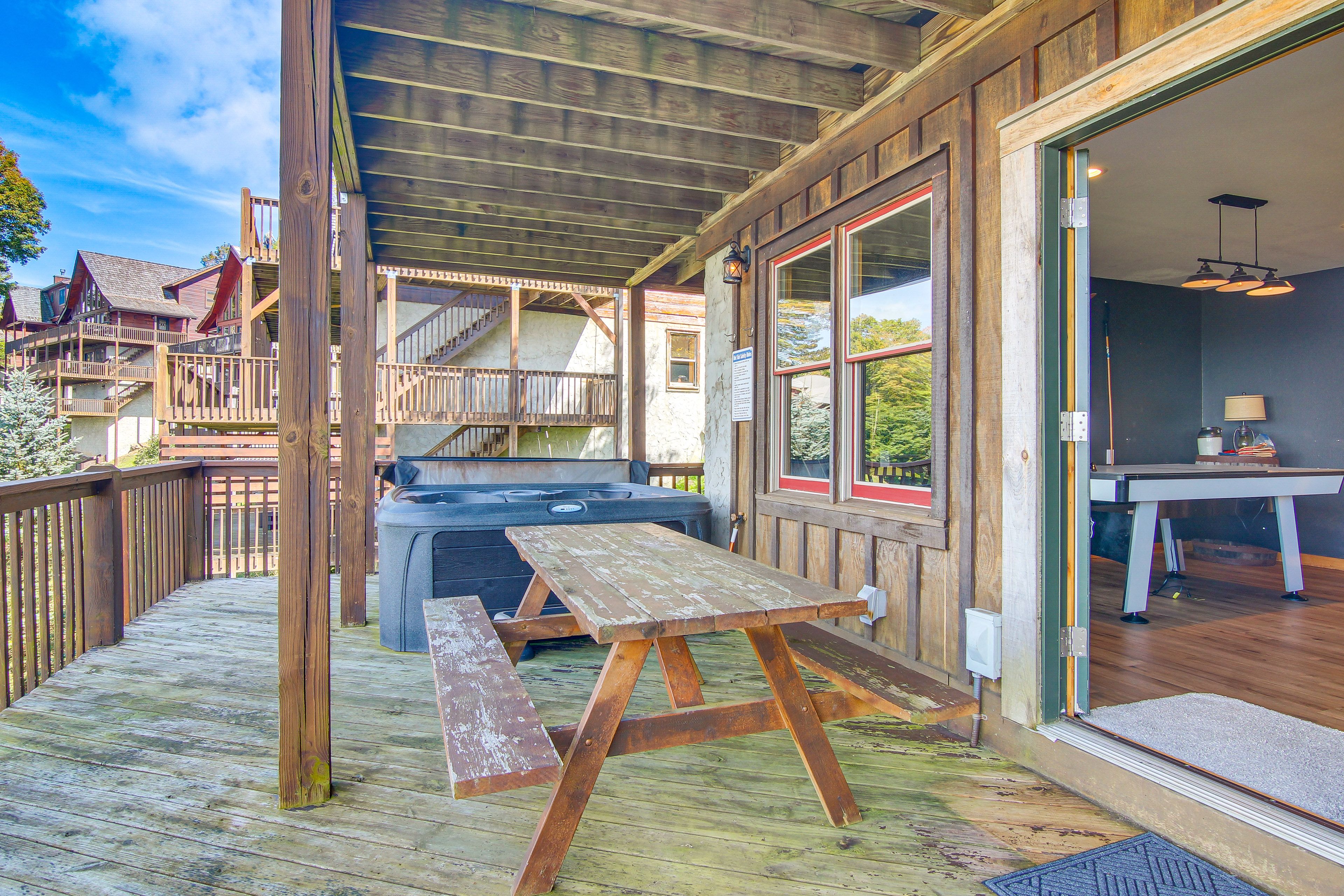 Balcony | Hot Tub | Mountain Views | Access From Game Room