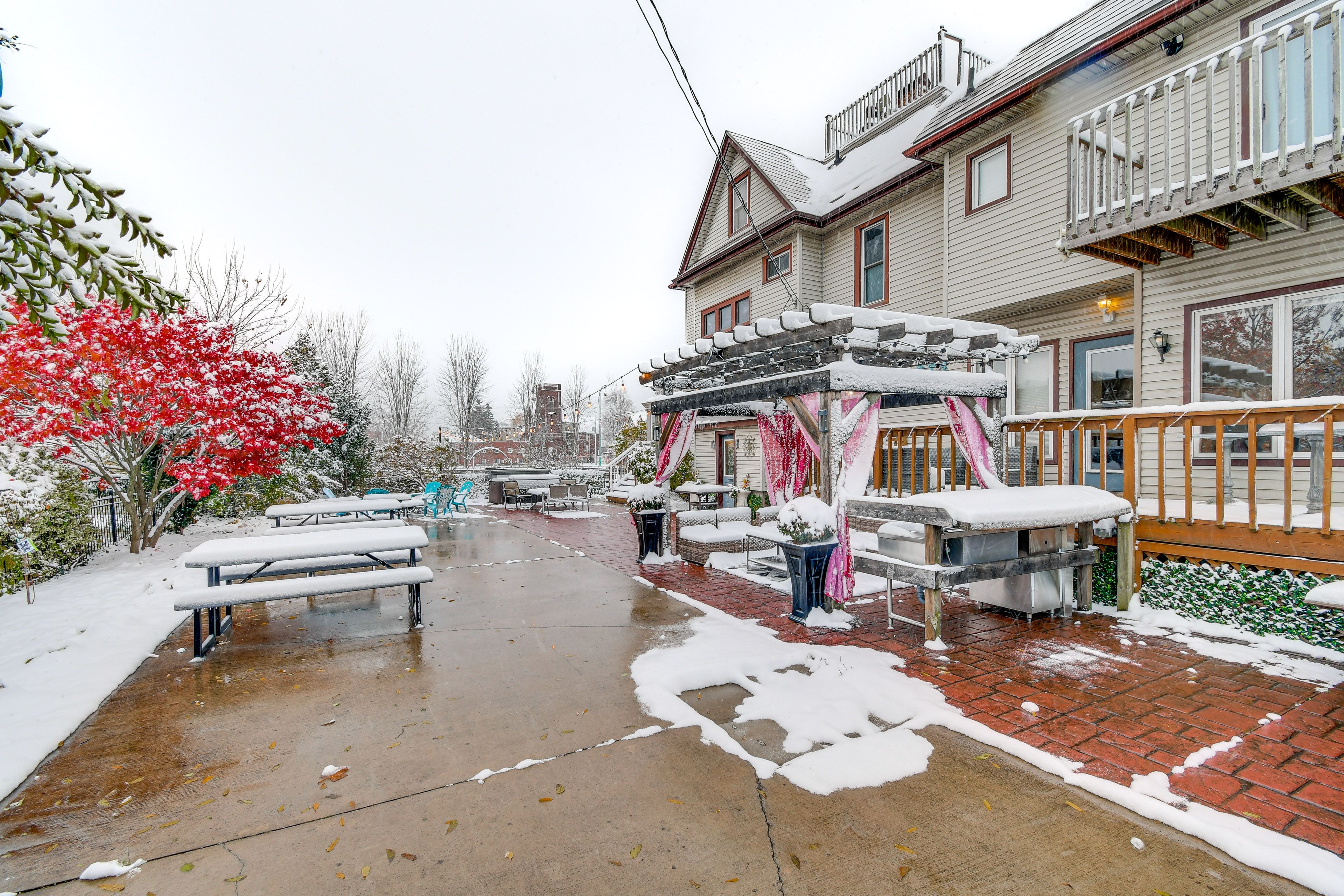 Outdoor Living Space | Hot Tub | Wood-Burning Fire Pit | Back Porch w/ Seating