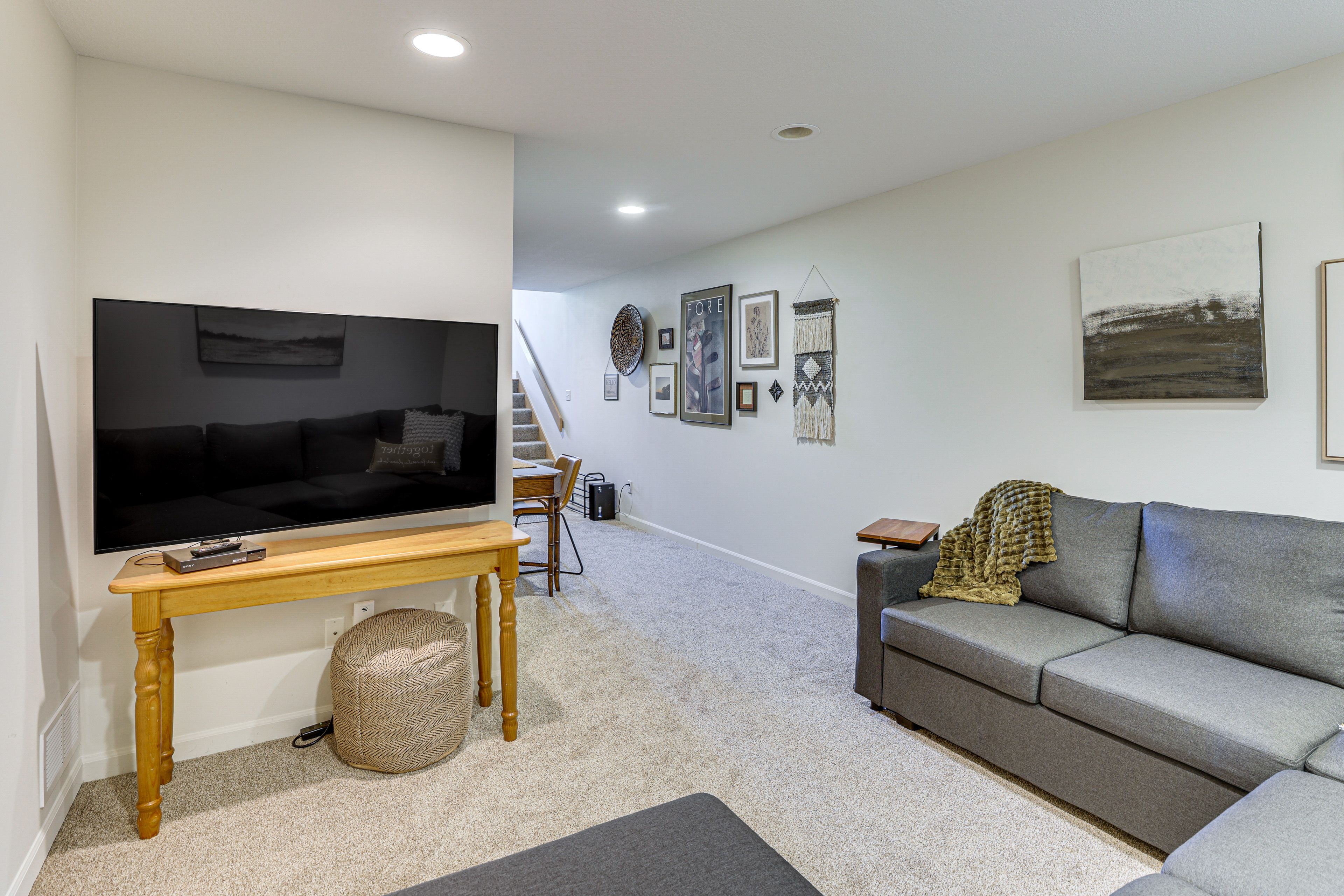 Media Room | Lower Level | Full Sleeper Sofa | Smart TV