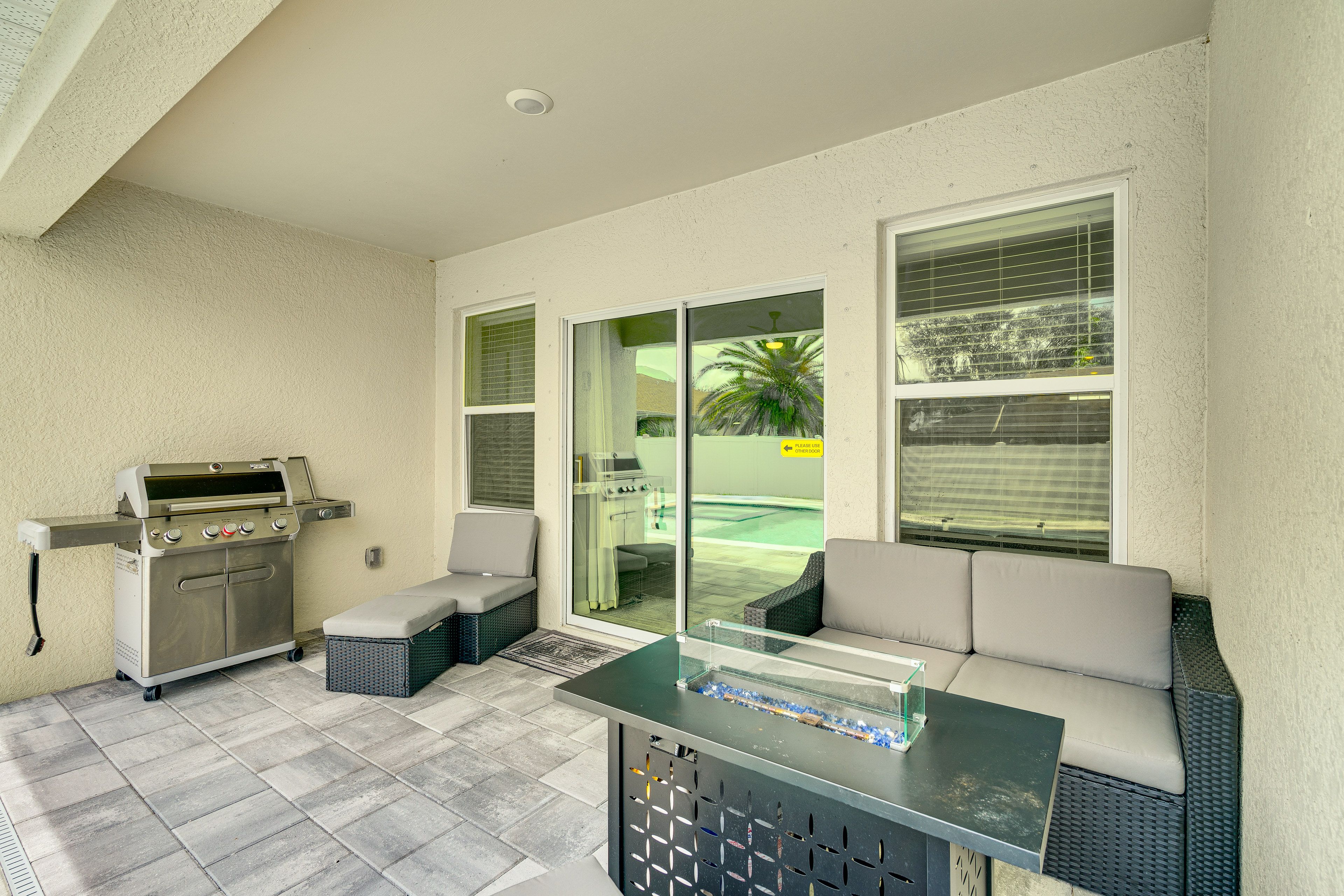 Covered Patio | Gas Grill | Seating | Gas Fire Pit