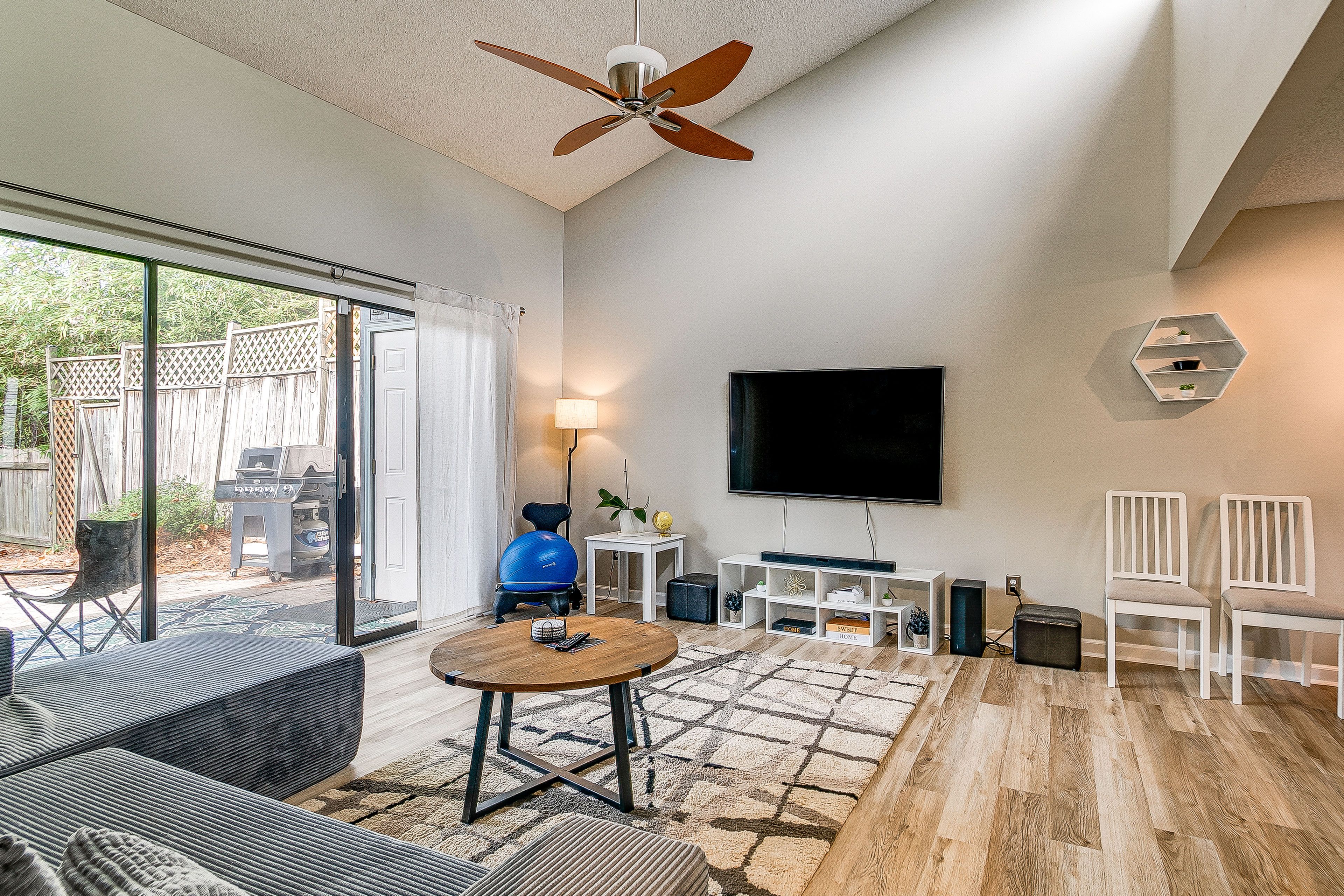 Living Room | L-Shaped Sectional (Converts to Full Bed) | Central A/C & Heat