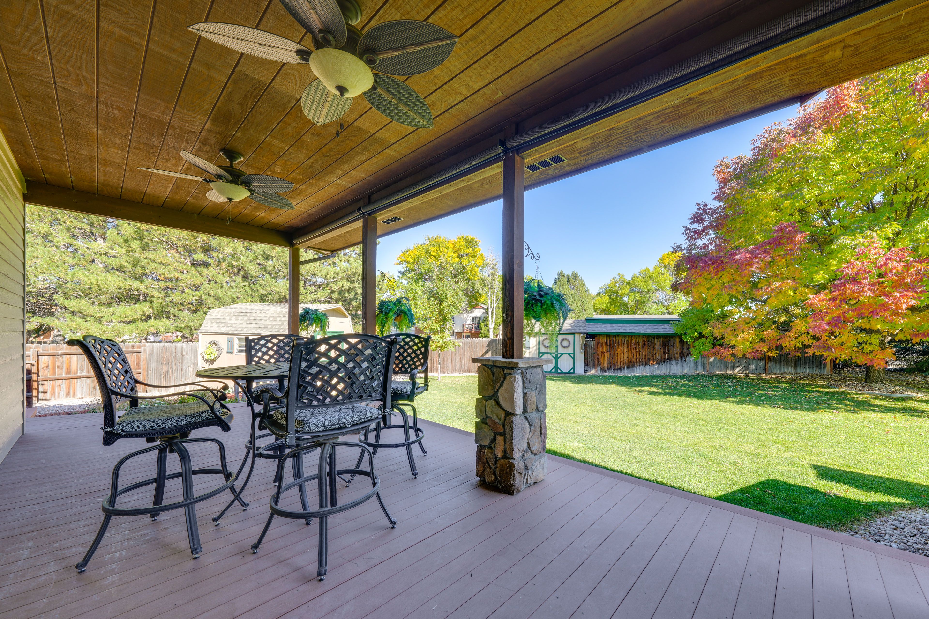 House Exterior | Covered Deck w/ Dining Area