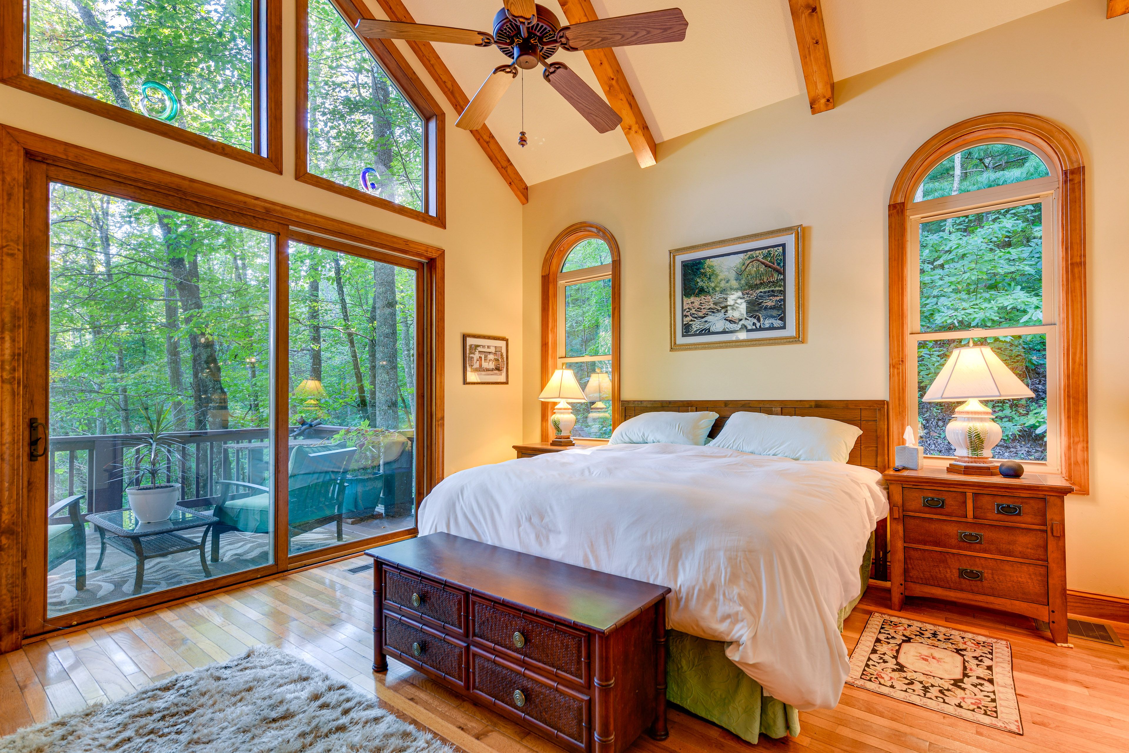 Bedroom 1 | King Bed | Deck Access | Linens Provided