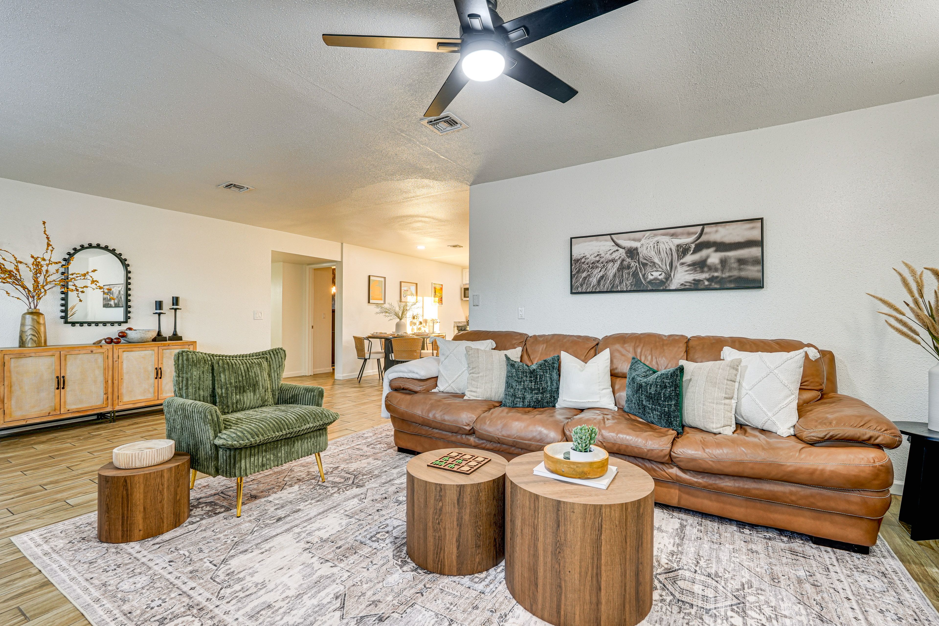 Living Room | Smart TV | Wood-Burning Fireplace