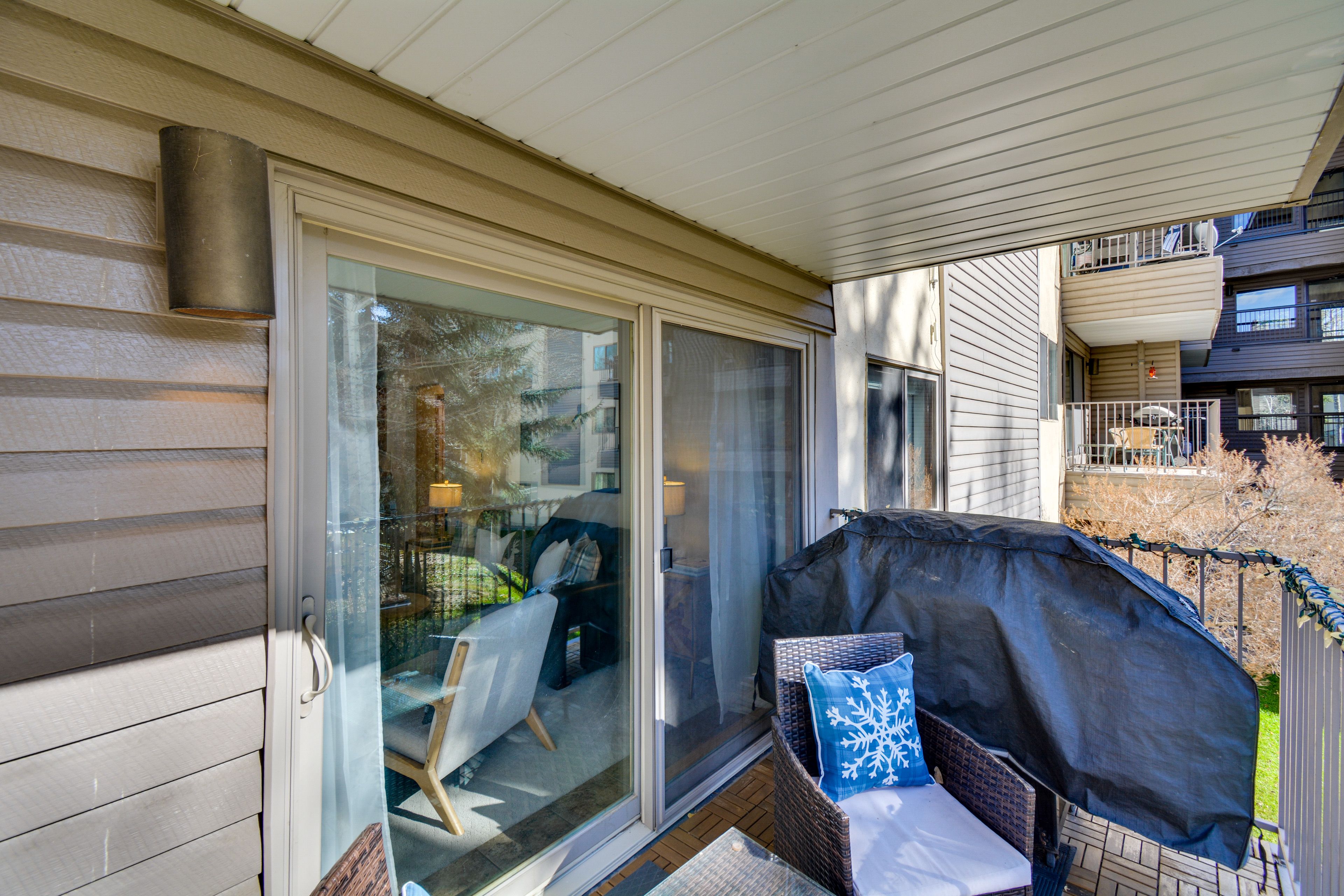 Covered Balcony | Gas Grill | Seating | Mountain Views