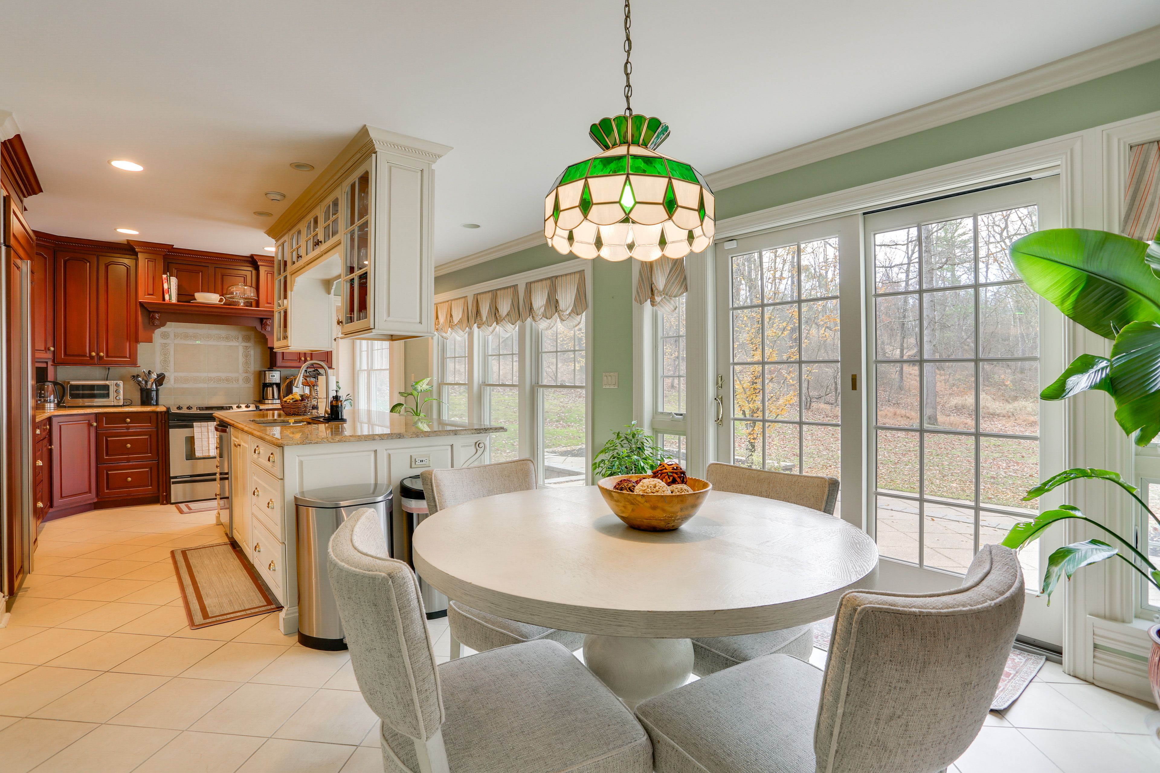 Dining & Kitchen Area | Central Heating & A/C | 2-Story Home