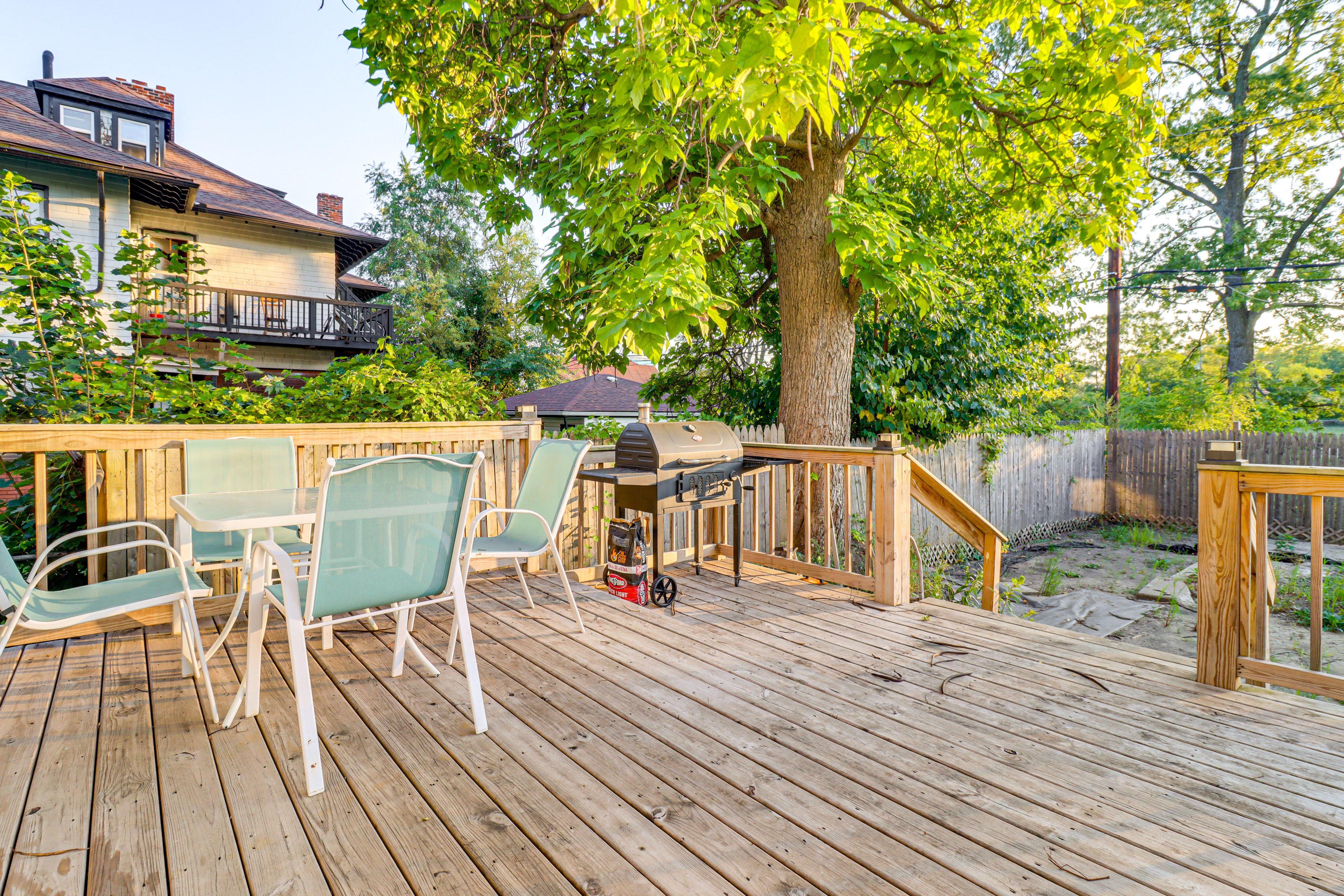 House Exterior | Furnished Deck | Dining Area | Charcoal Grill/Smoker