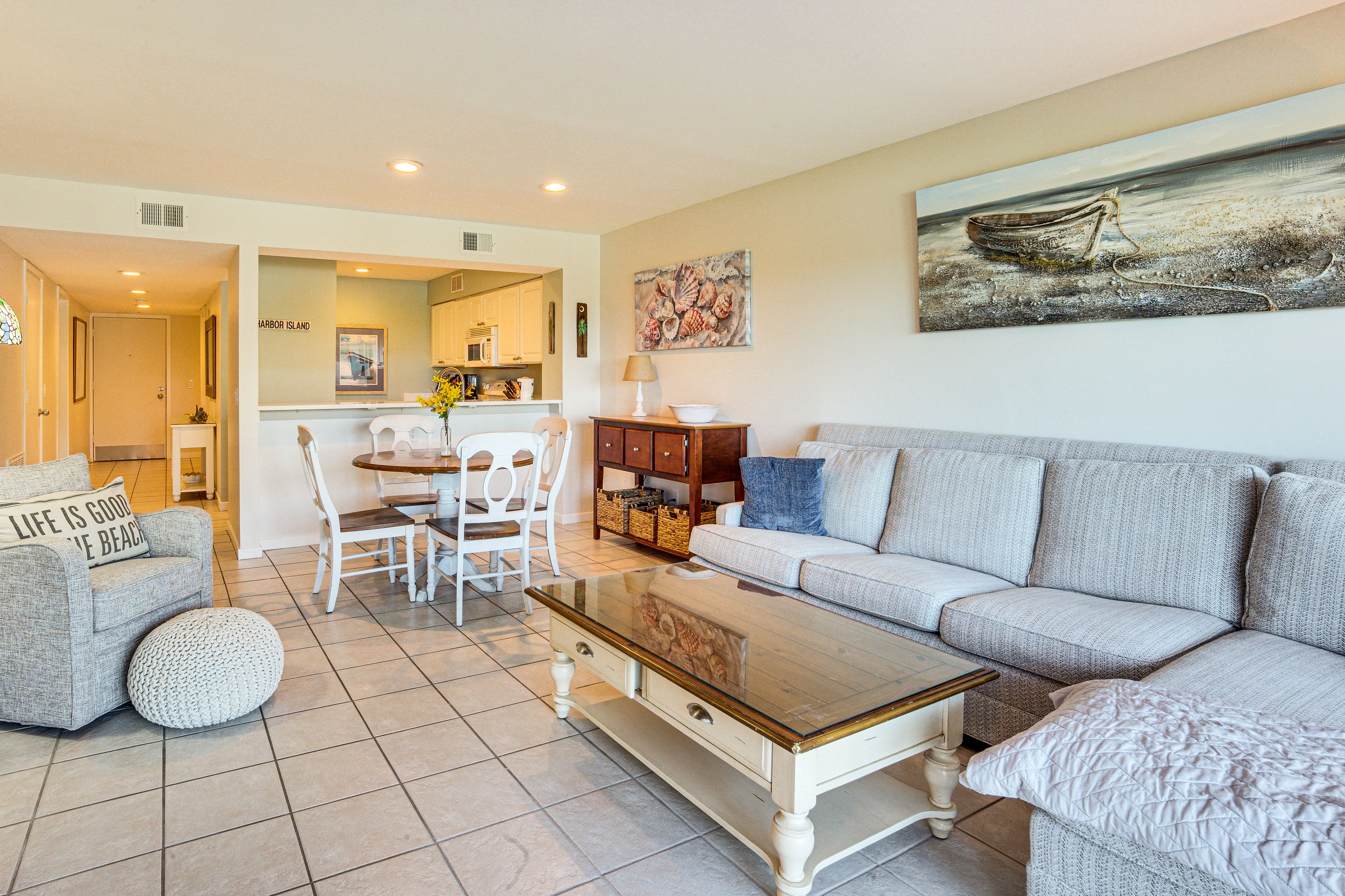 Living & Dining Area | Central A/C & Heating