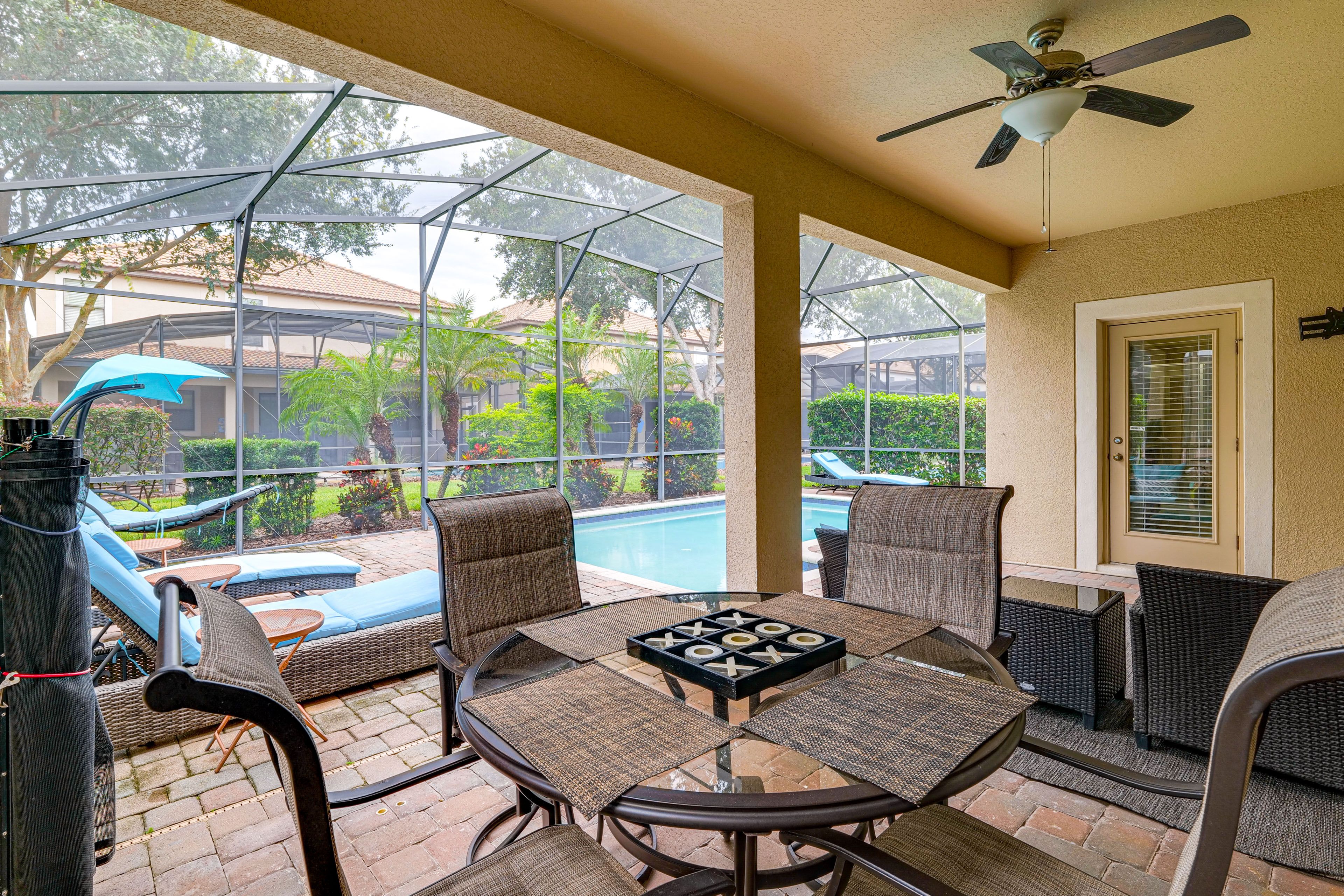 Covered Patio | Outdoor Dining & Lounge Areas