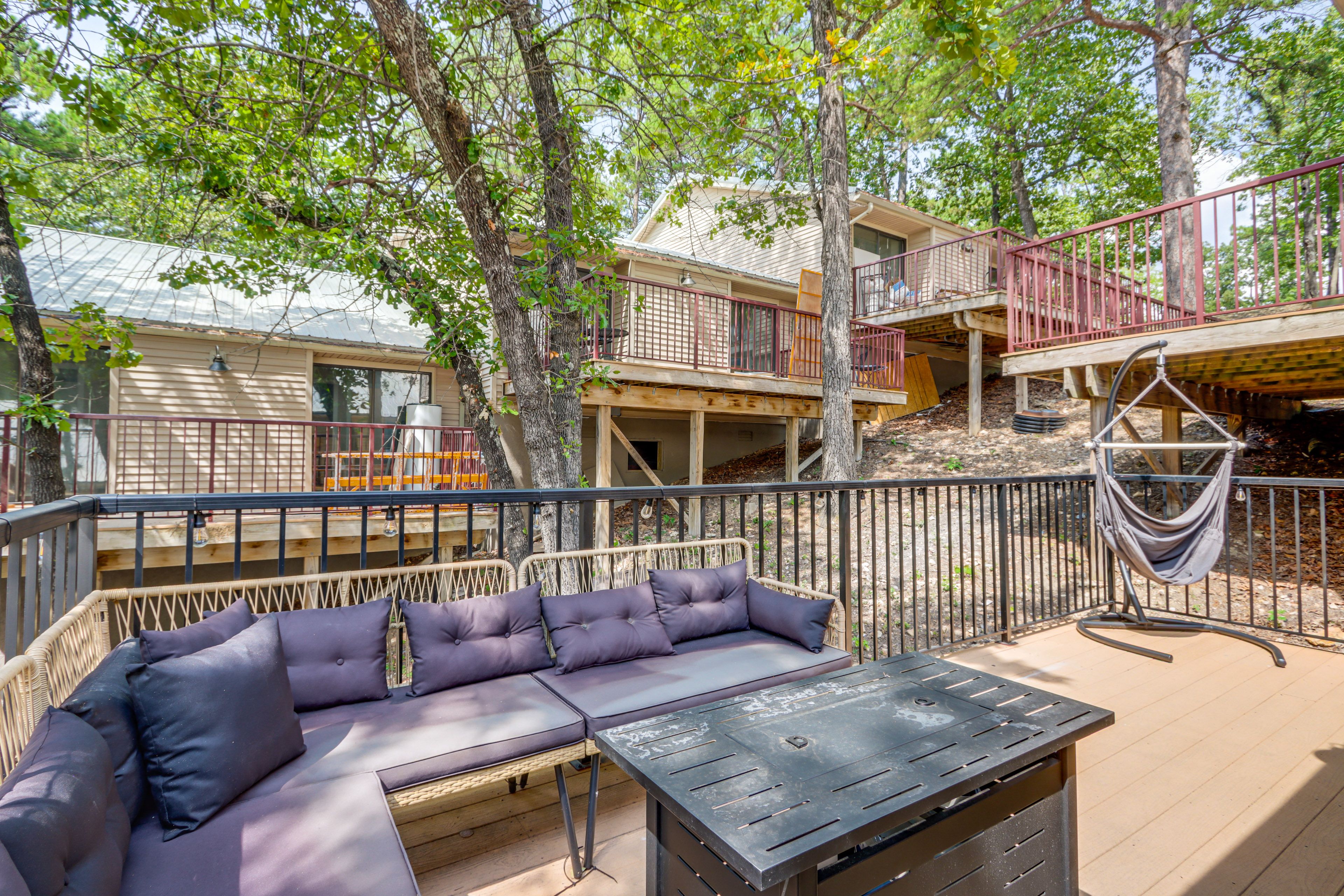 Deck | Hammock Chair | Gas Fire Pit | Outdoor Seating | Yard Games