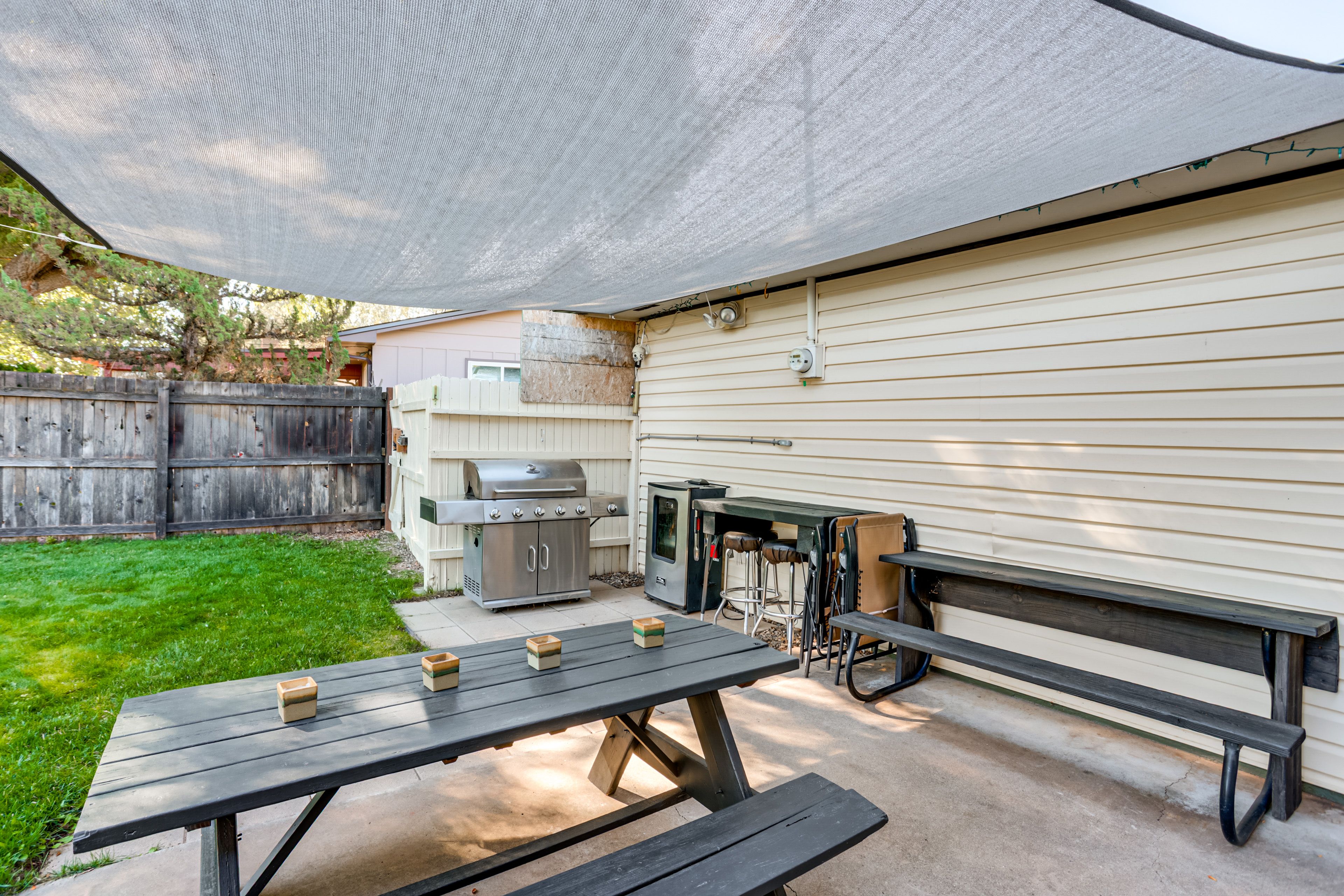 Shaded Patio | Outdoor Seating | Gas Grill