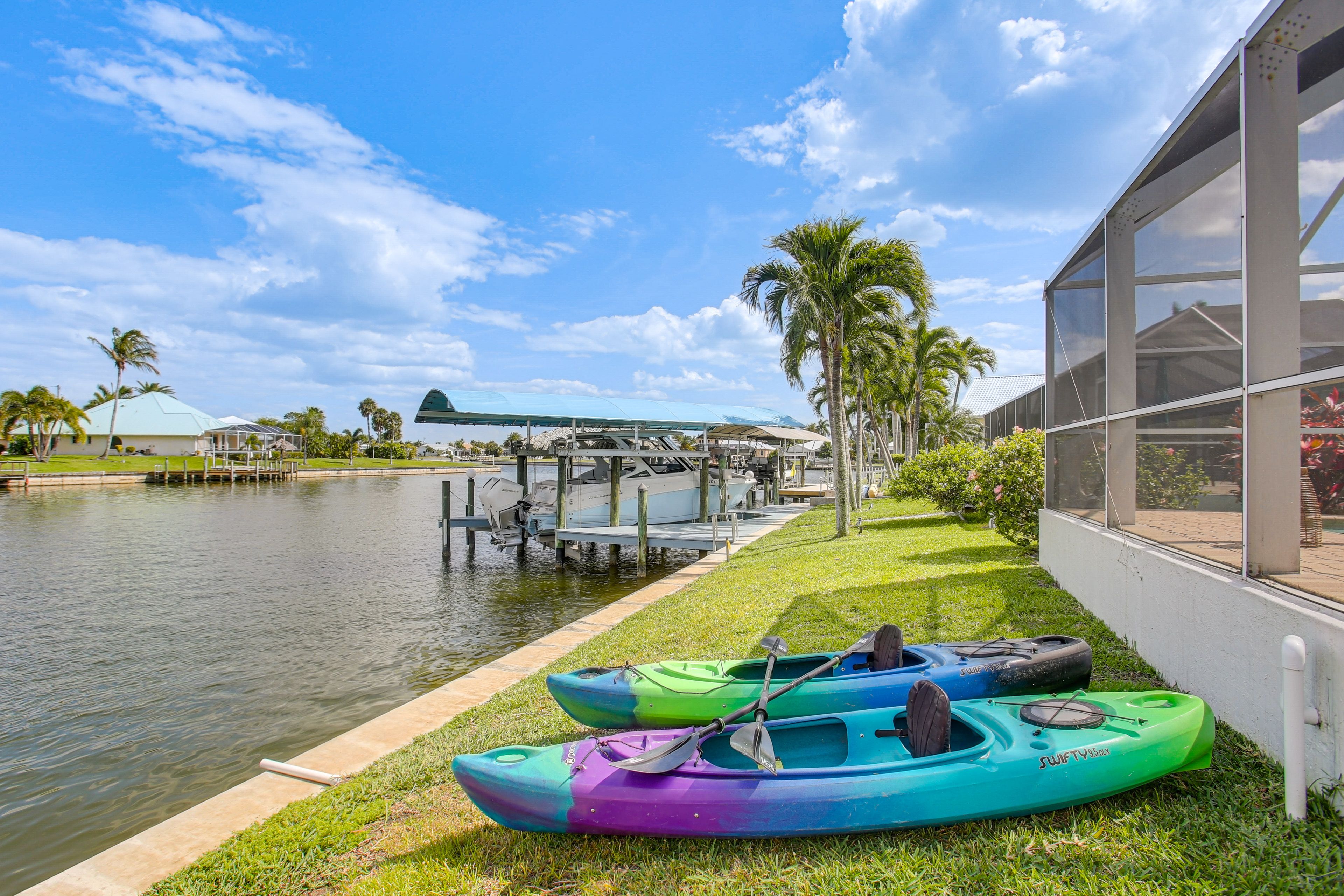 Canal Access | Fishing Poles & Kayaks Provided | Private Dock