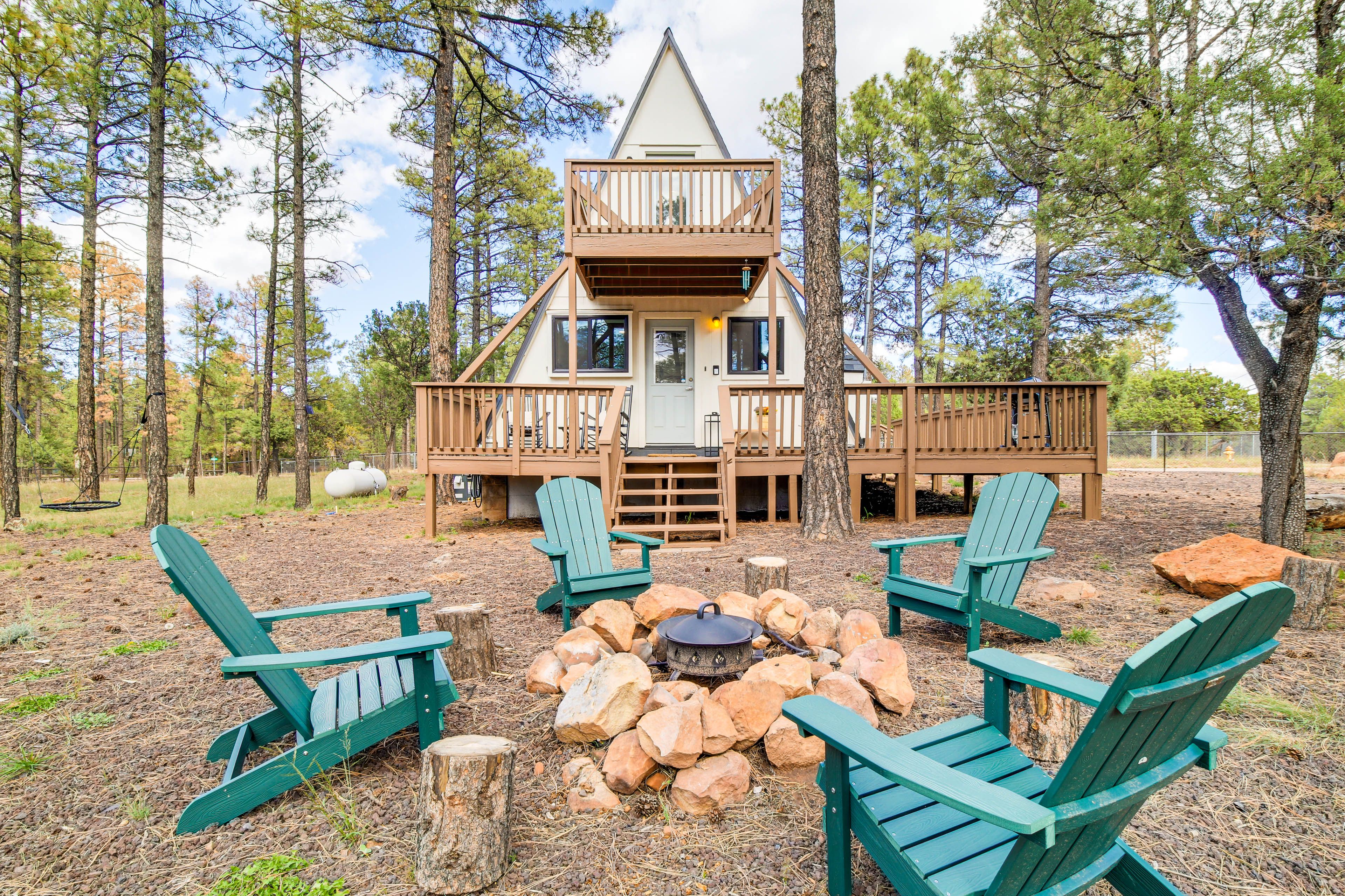Overgaard Vacation Rental | 2BR | 1BA | 800 Sq Ft | Stairs Required