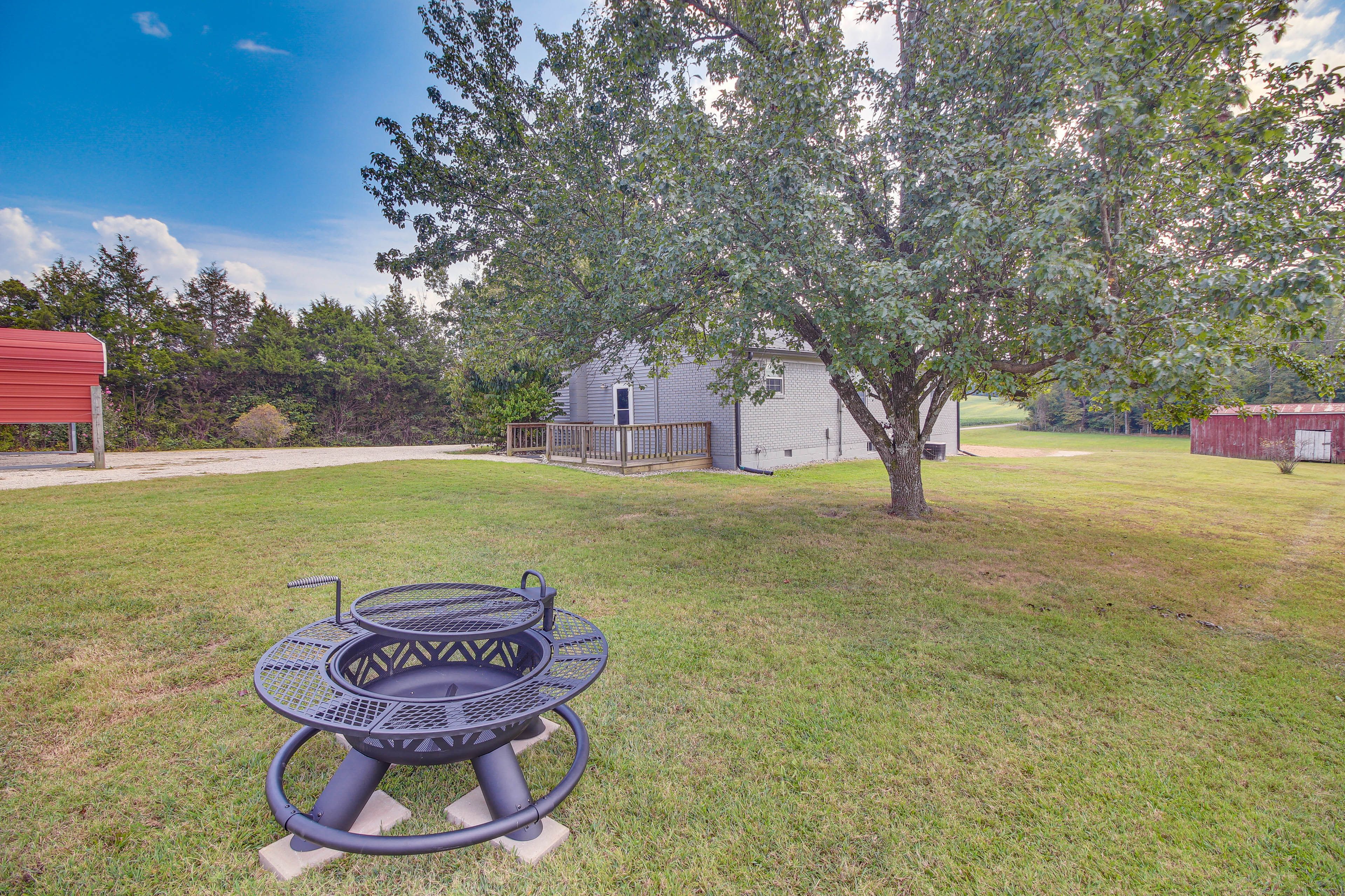 House Exterior | Fire Pit w/ Grill Grate | Spacious Yard