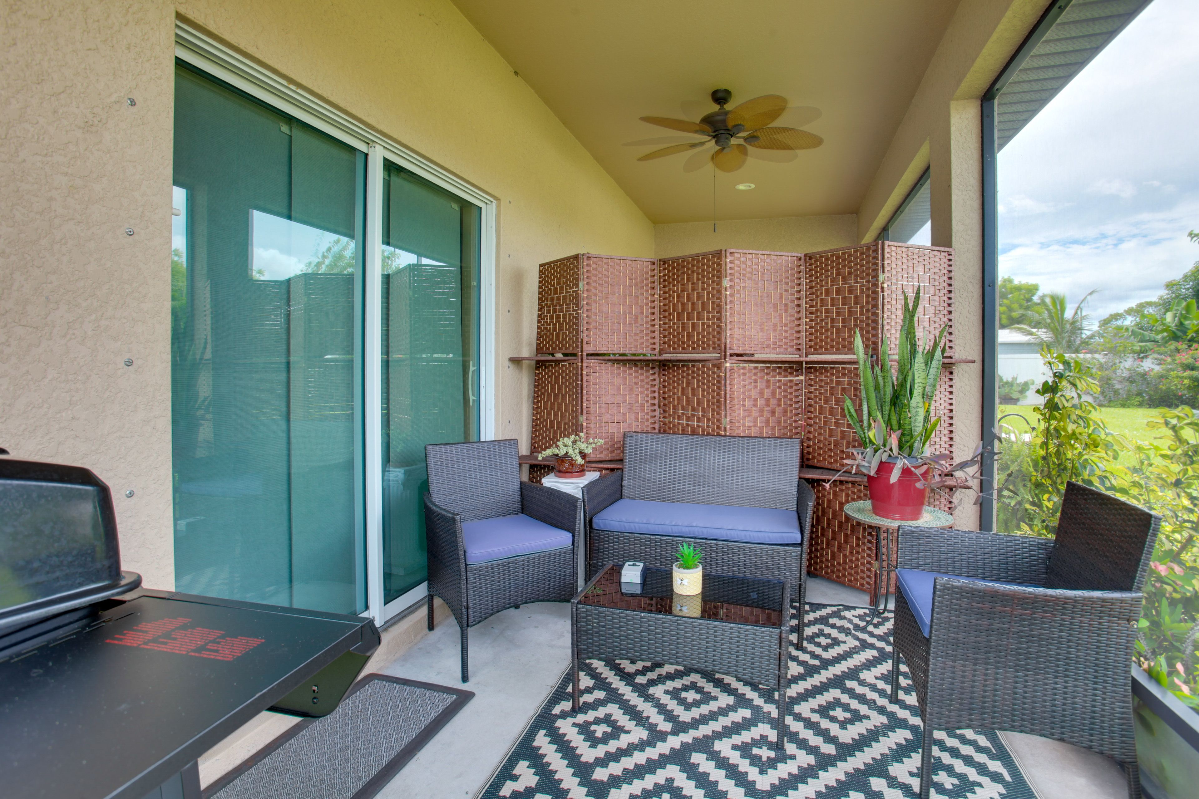 Studio Exterior | Screened Porch w/ Seating | Gas Grill
