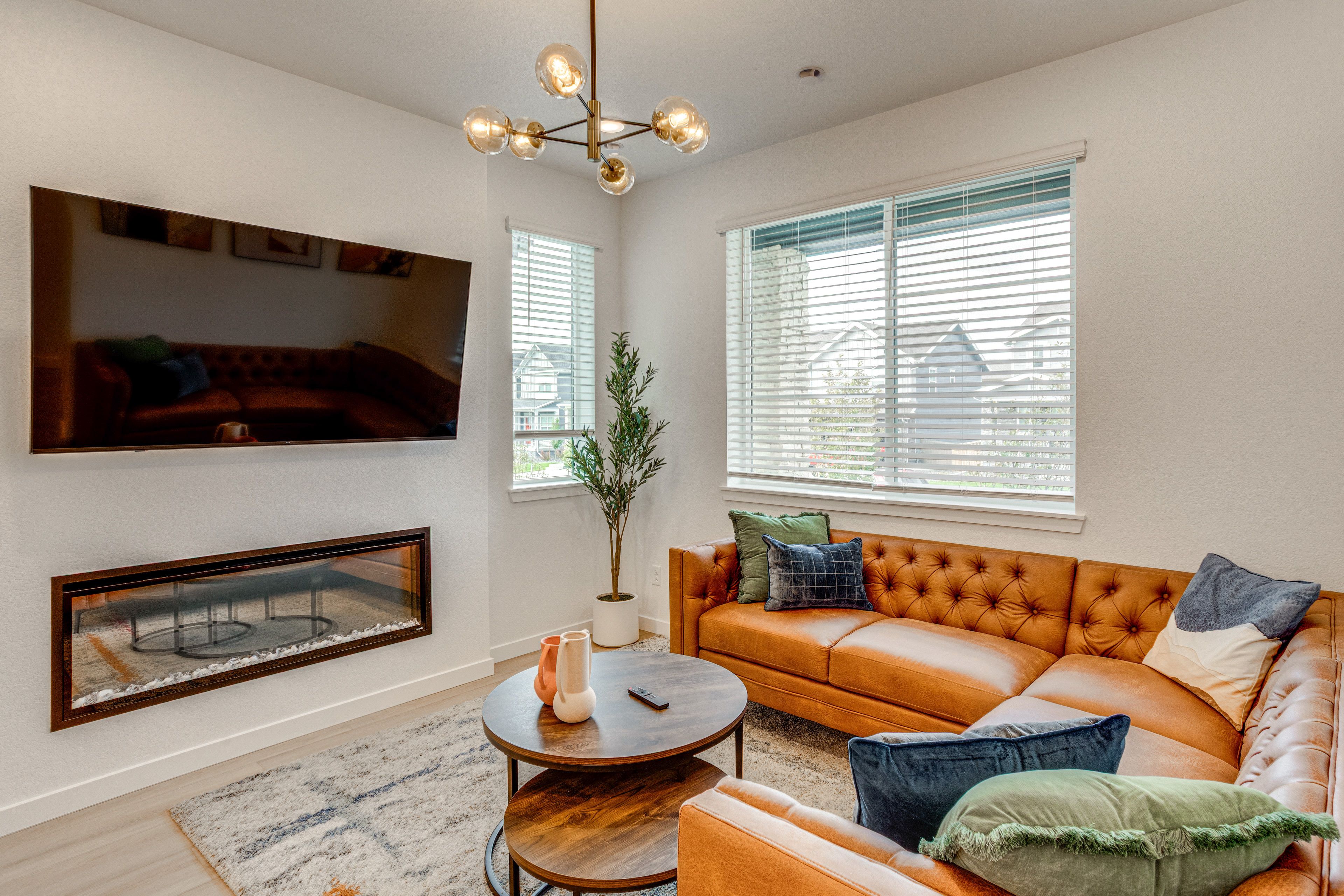 Living Room | 1st Floor | Electric Fireplace | Smart TV