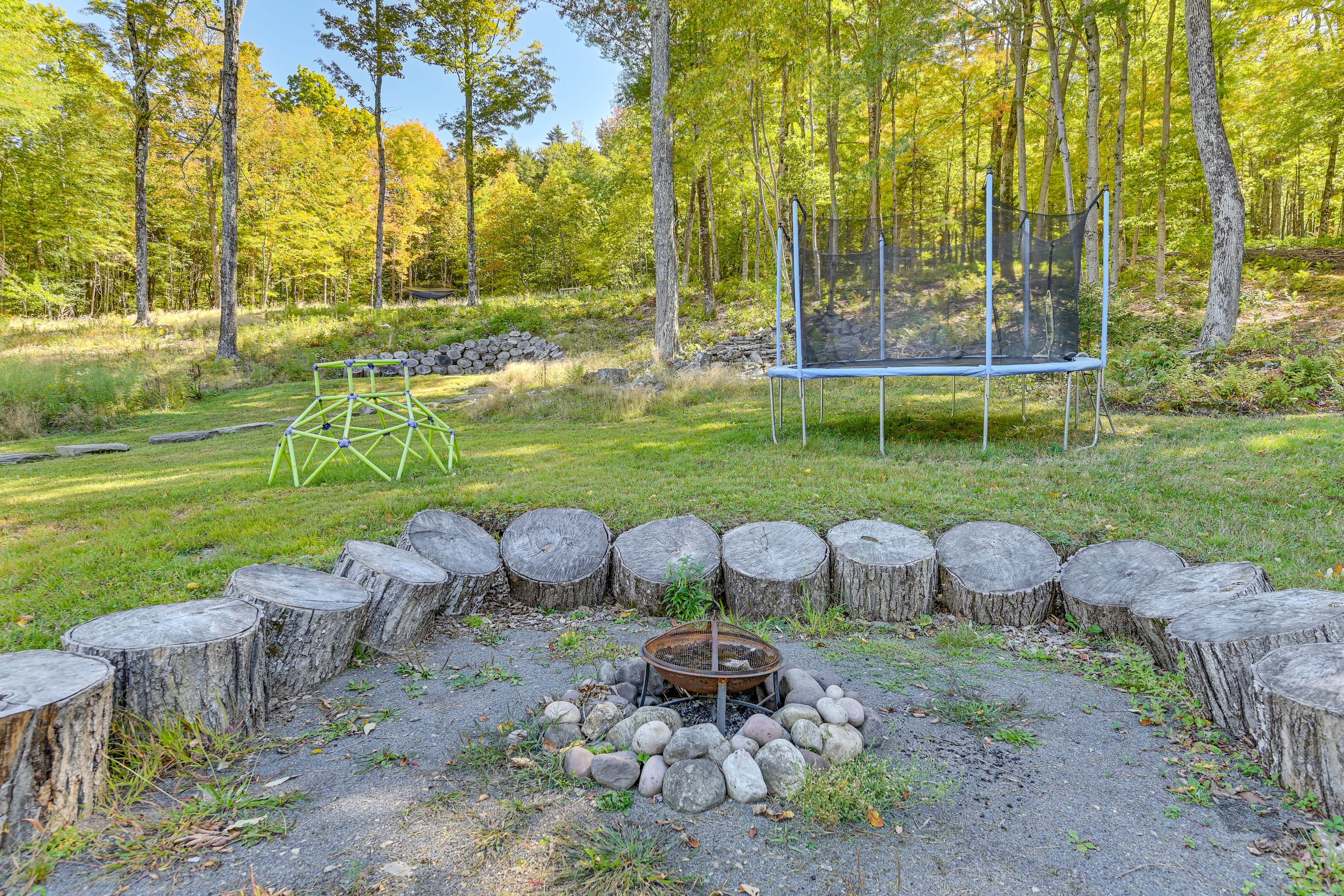 House Exterior | Fire Pit | Trampoline (Currently Unavailable) | Climbing Dome