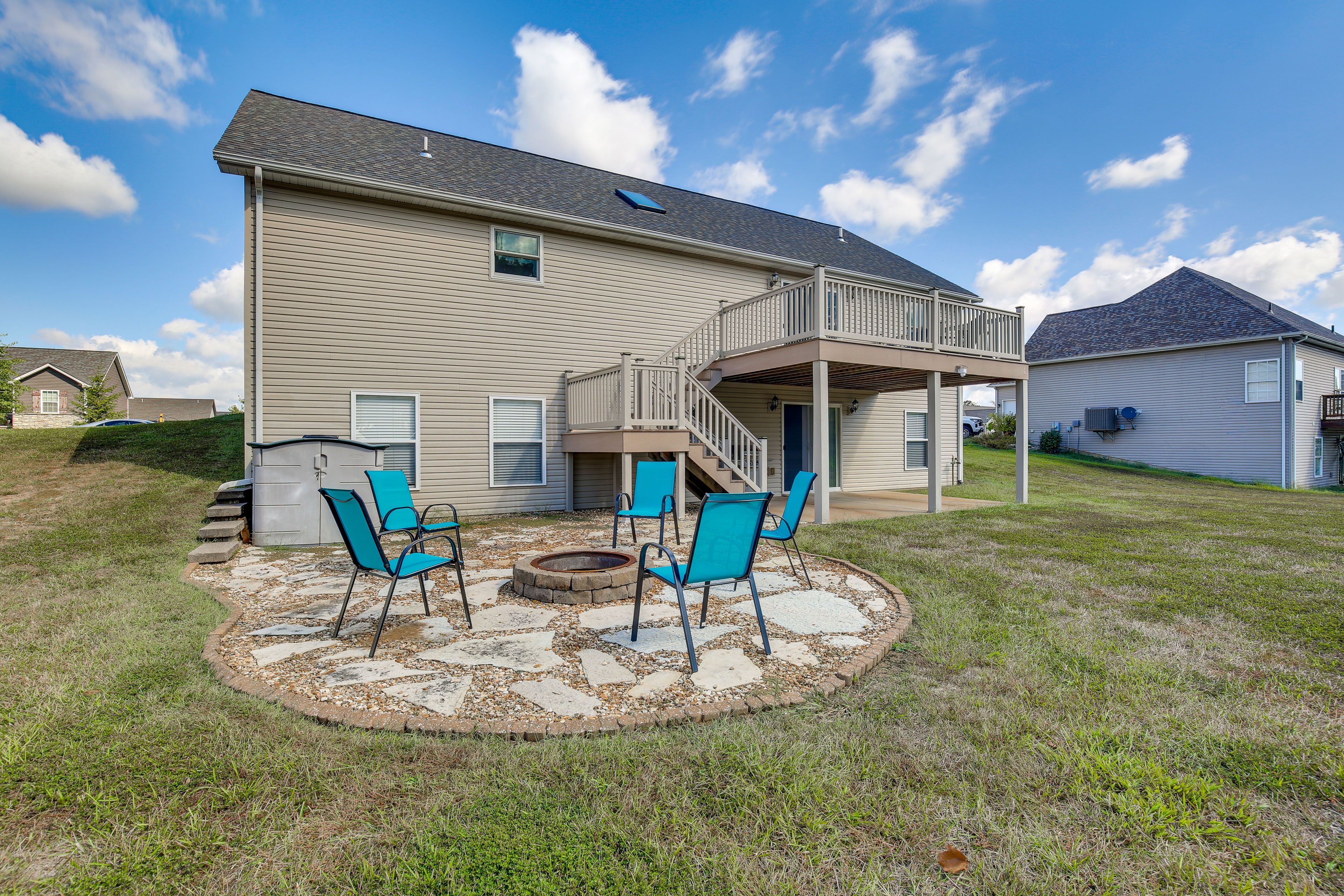 Property Exterior | Spacious Yard | Wood-Burning Fire Pit