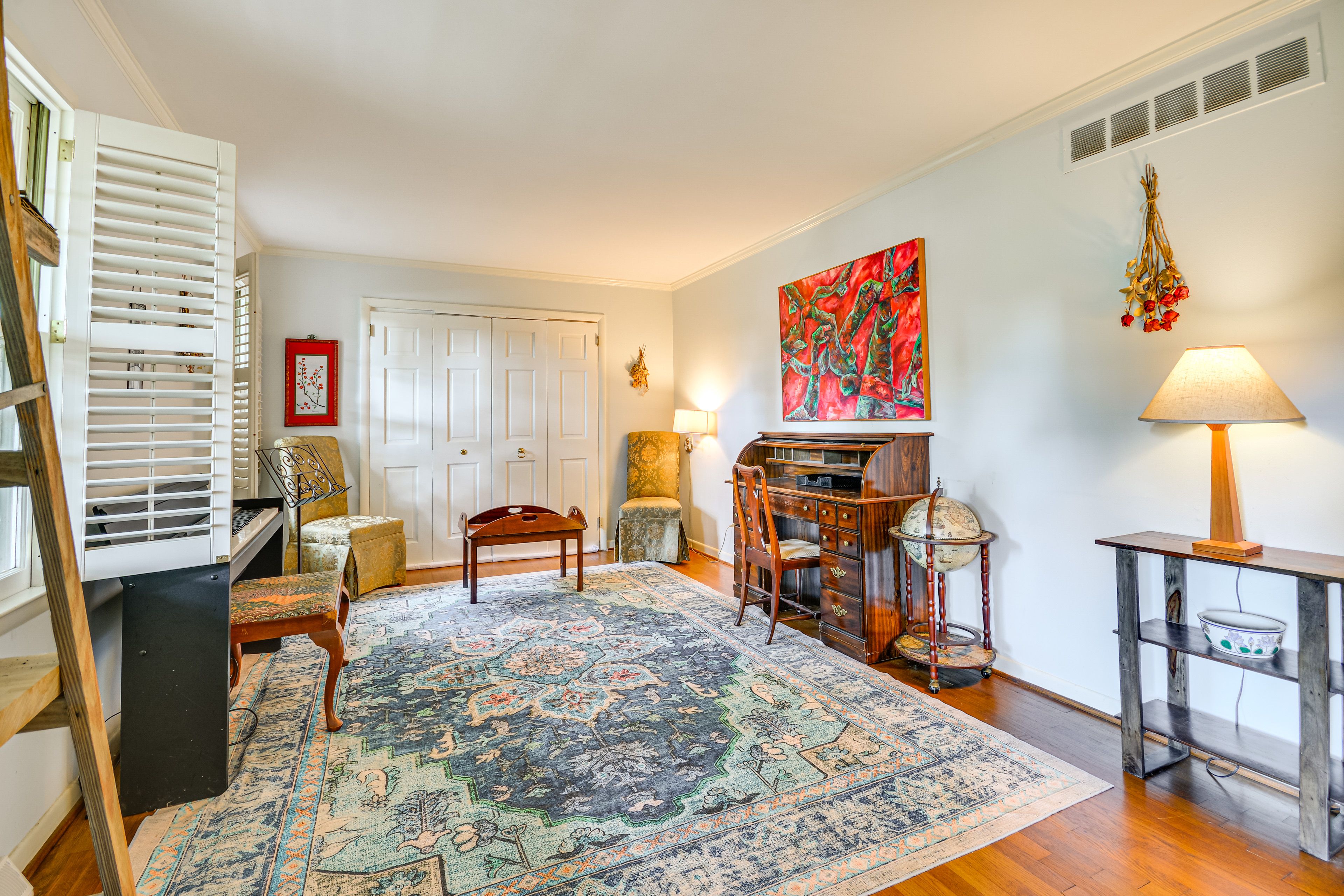 Office | Piano | Designated Workspace | Central A/C & Heating