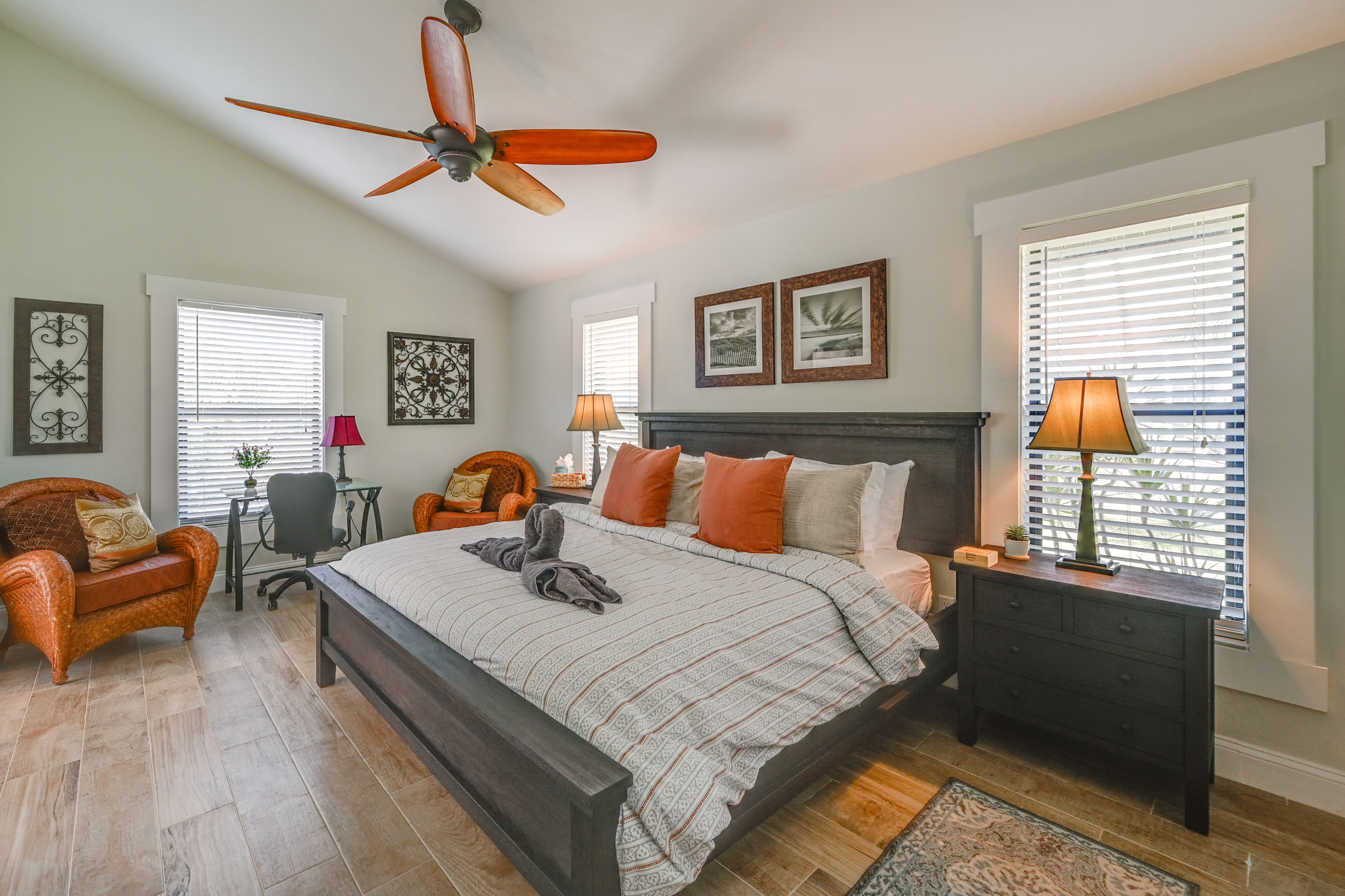 Bedroom 1 | King Bed | Linens Provided | Smart TV | En-Suite Patio Access