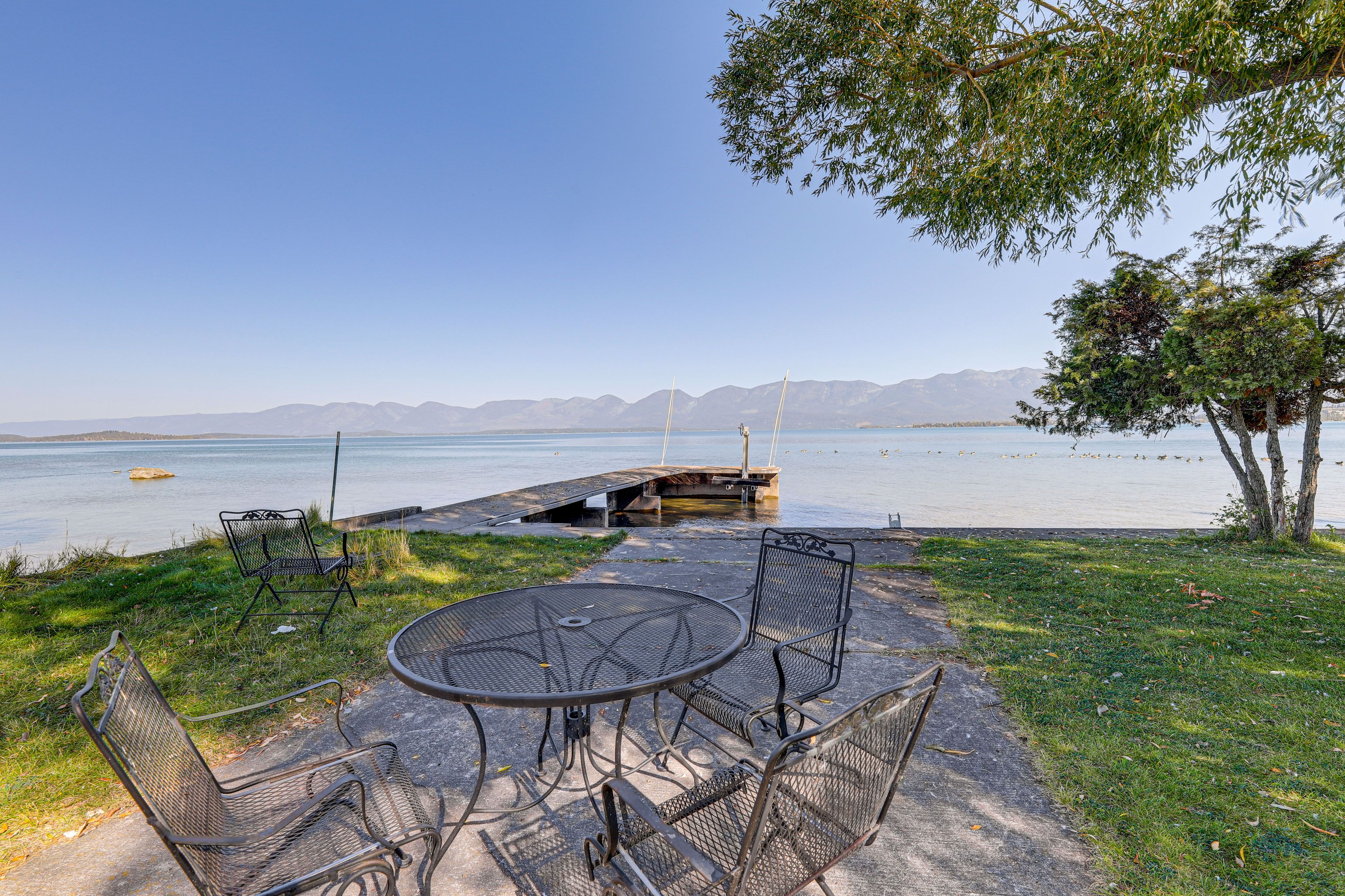 Private Lakefront & Dock | Seating Area | 500 Ft Away